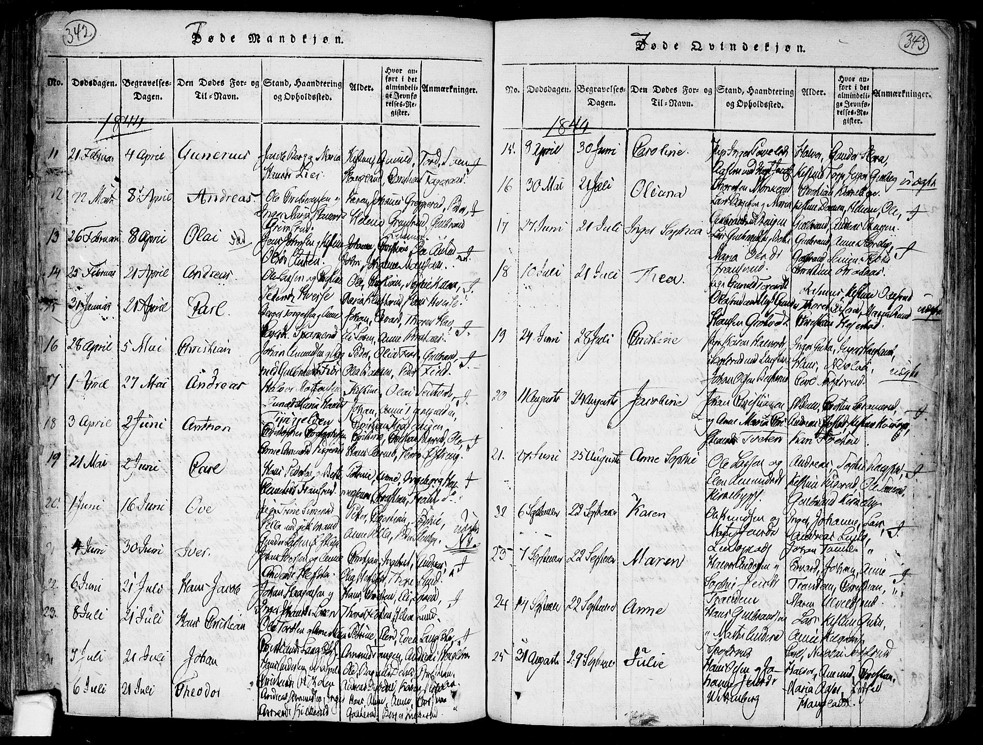 Trøgstad prestekontor Kirkebøker, SAO/A-10925/F/Fa/L0006: Parish register (official) no. I 6, 1815-1844, p. 342-343