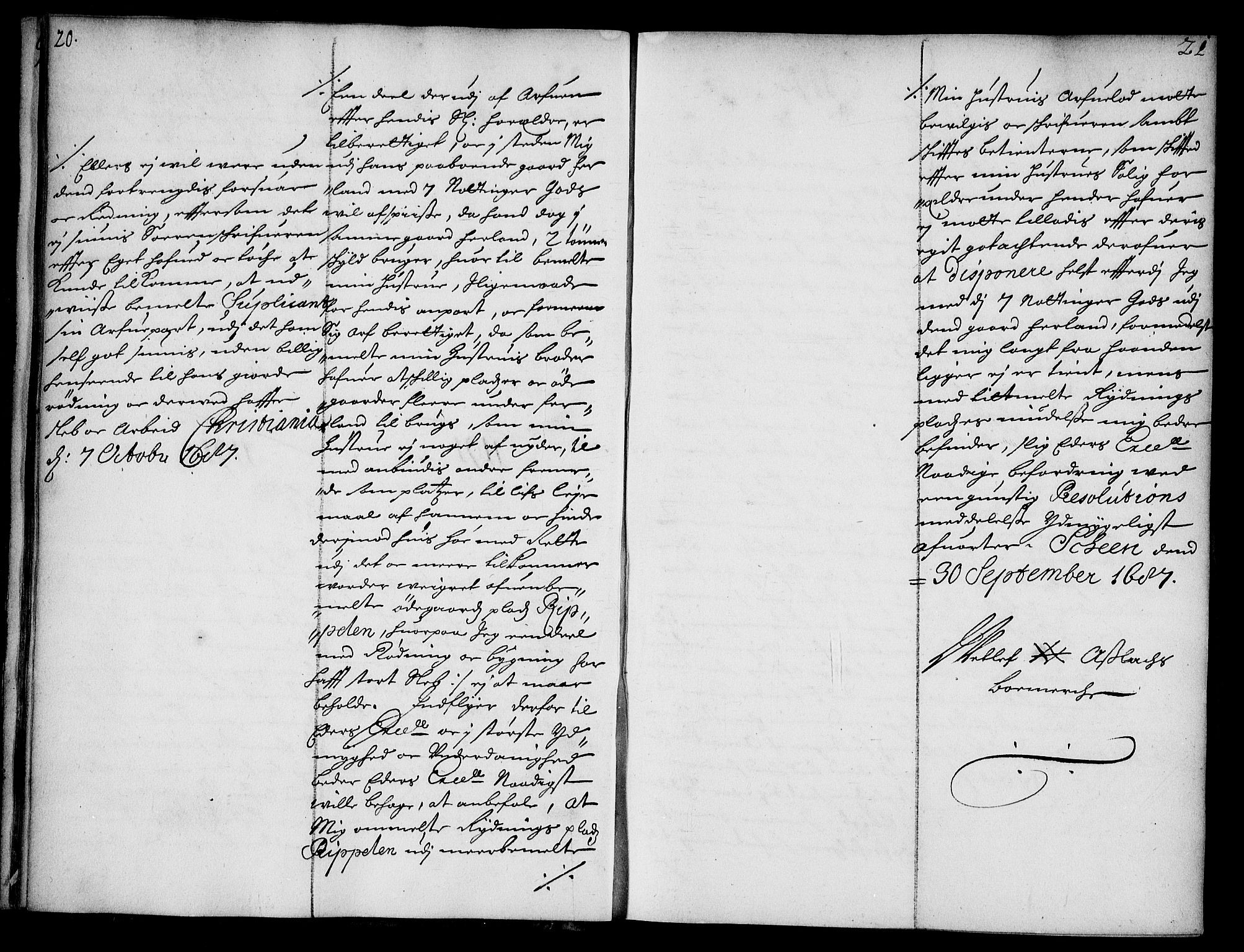 Stattholderembetet 1572-1771, AV/RA-EA-2870/Ae/L0005: Supplikasjons- og resolusjonsprotokoll, 1687-1688, p. 20b-21a