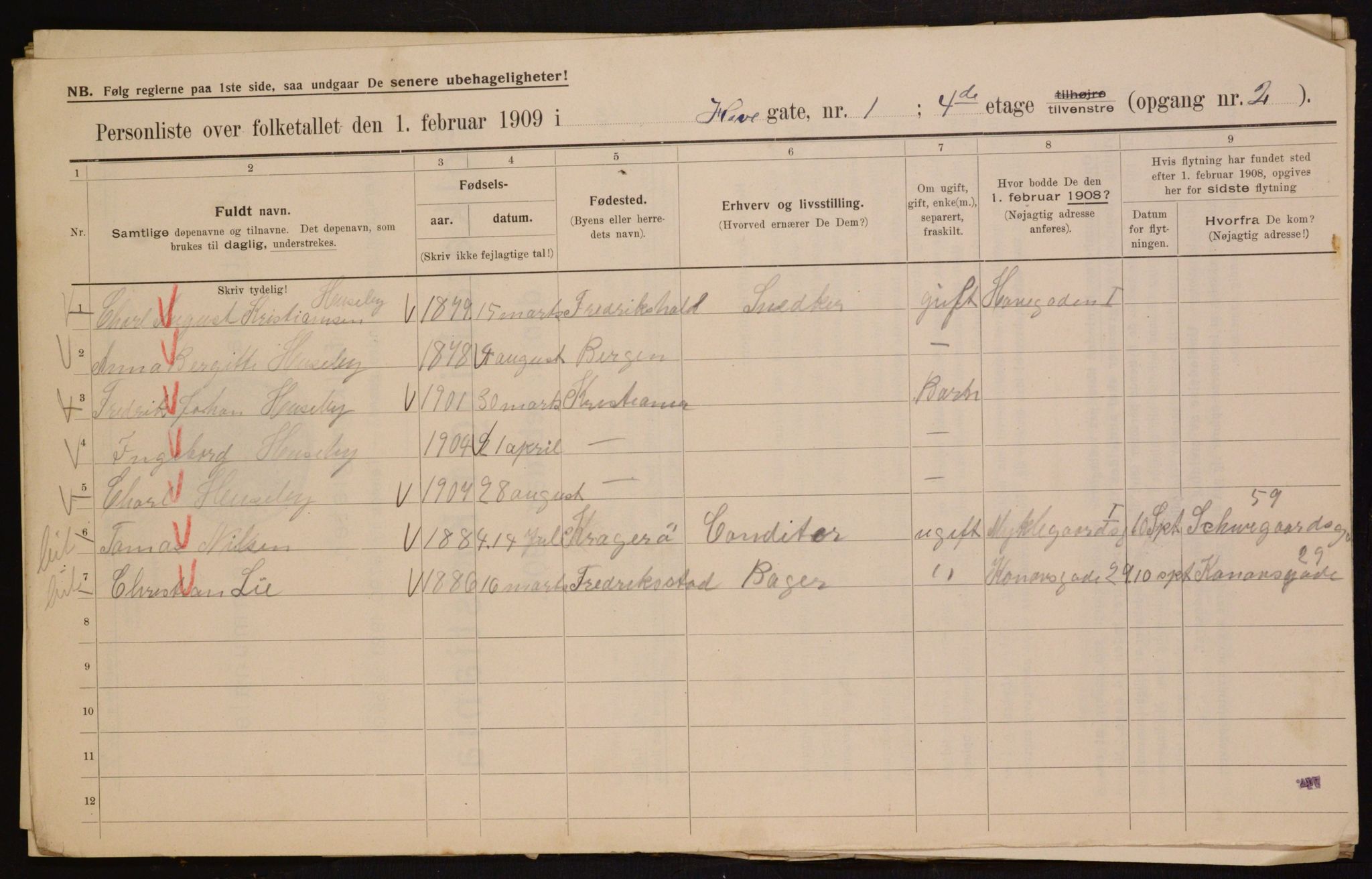 OBA, Municipal Census 1909 for Kristiania, 1909, p. 30313