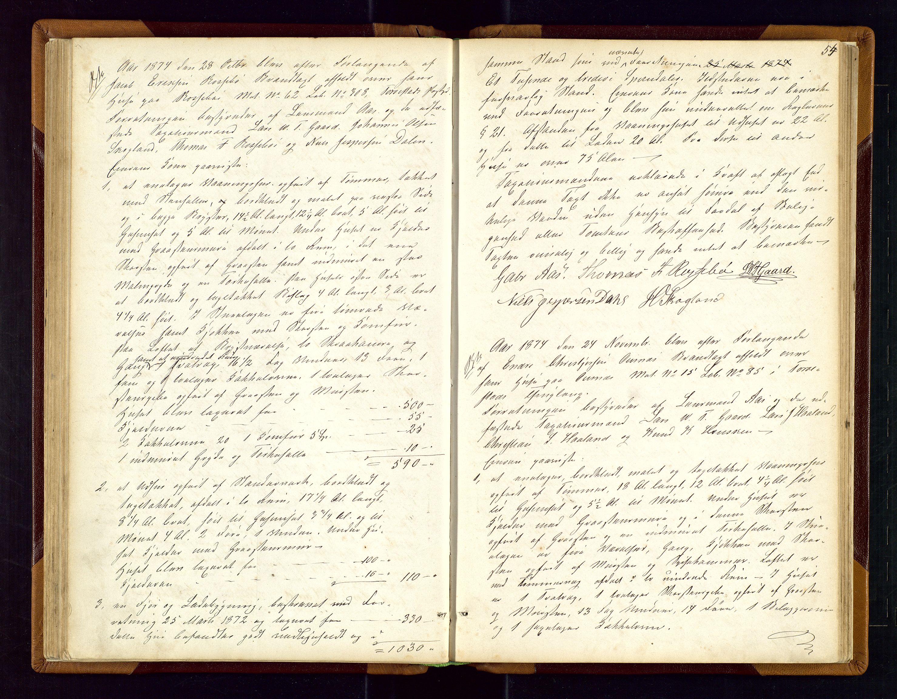 Torvestad lensmannskontor, SAST/A-100307/1/Goa/L0001: "Brandtaxationsprotokol for Torvestad Thinglag", 1867-1883, p. 53b-54a