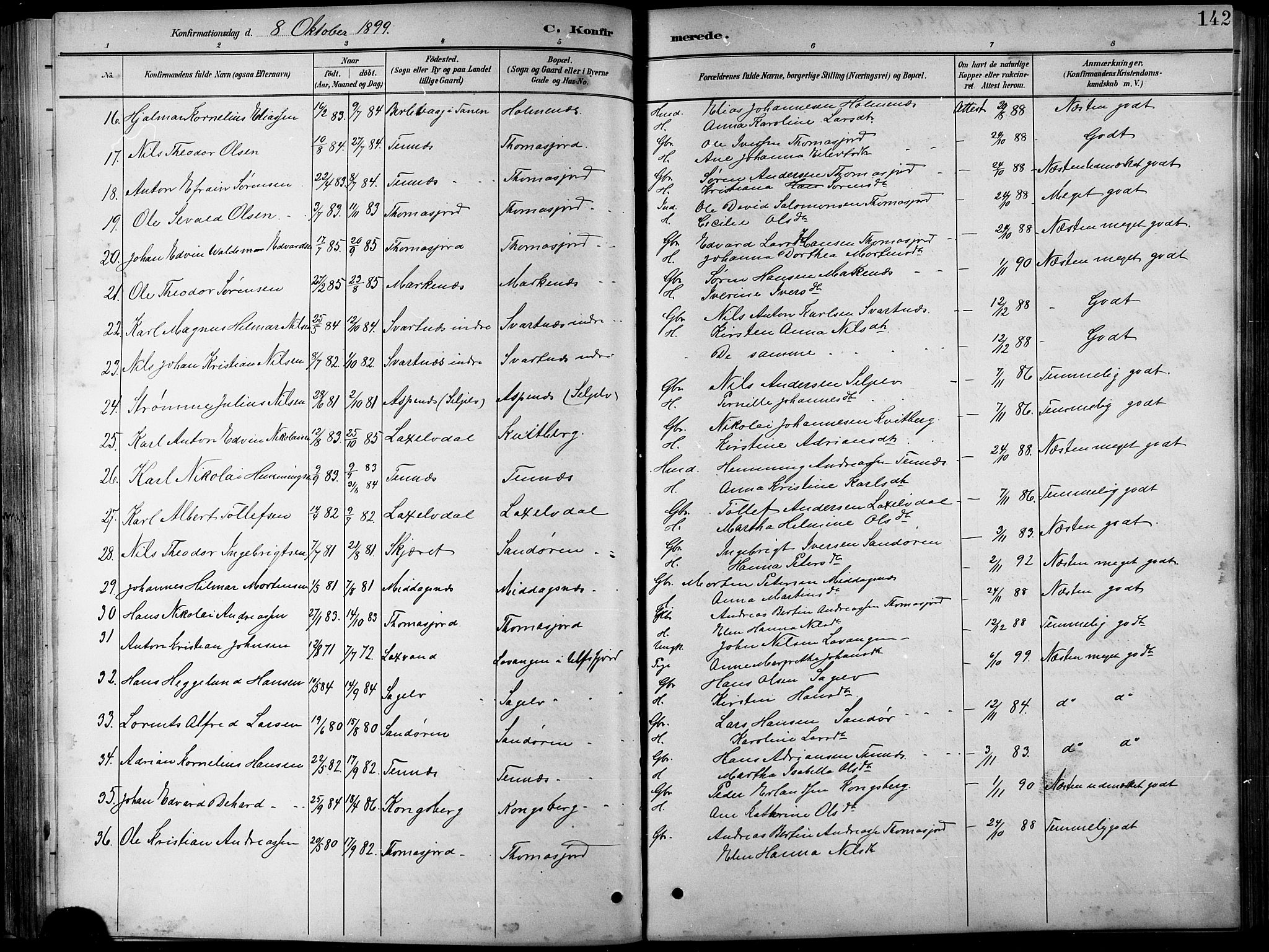 Balsfjord sokneprestembete, AV/SATØ-S-1303/G/Ga/L0008klokker: Parish register (copy) no. 8, 1890-1906, p. 142