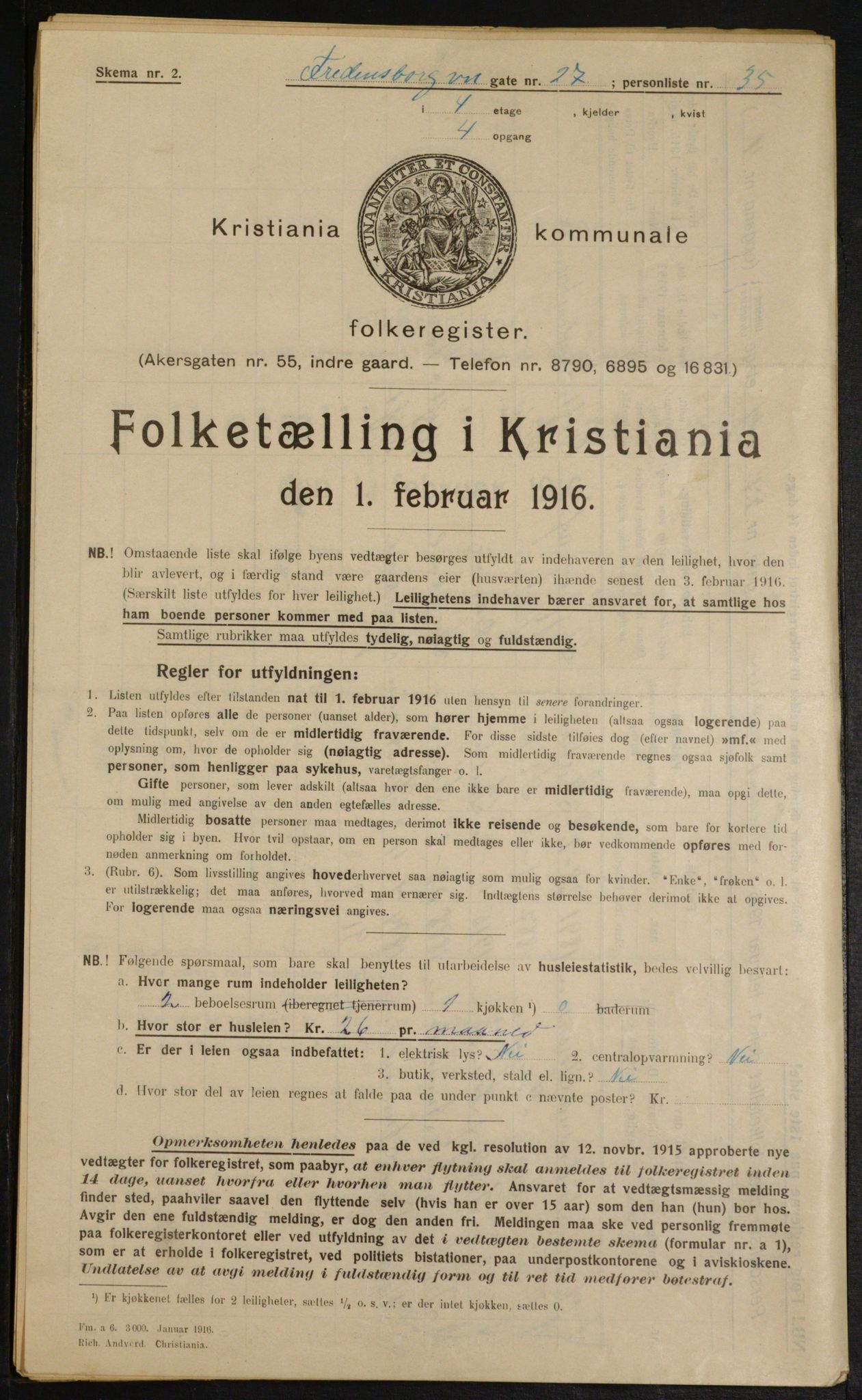 OBA, Municipal Census 1916 for Kristiania, 1916, p. 25900