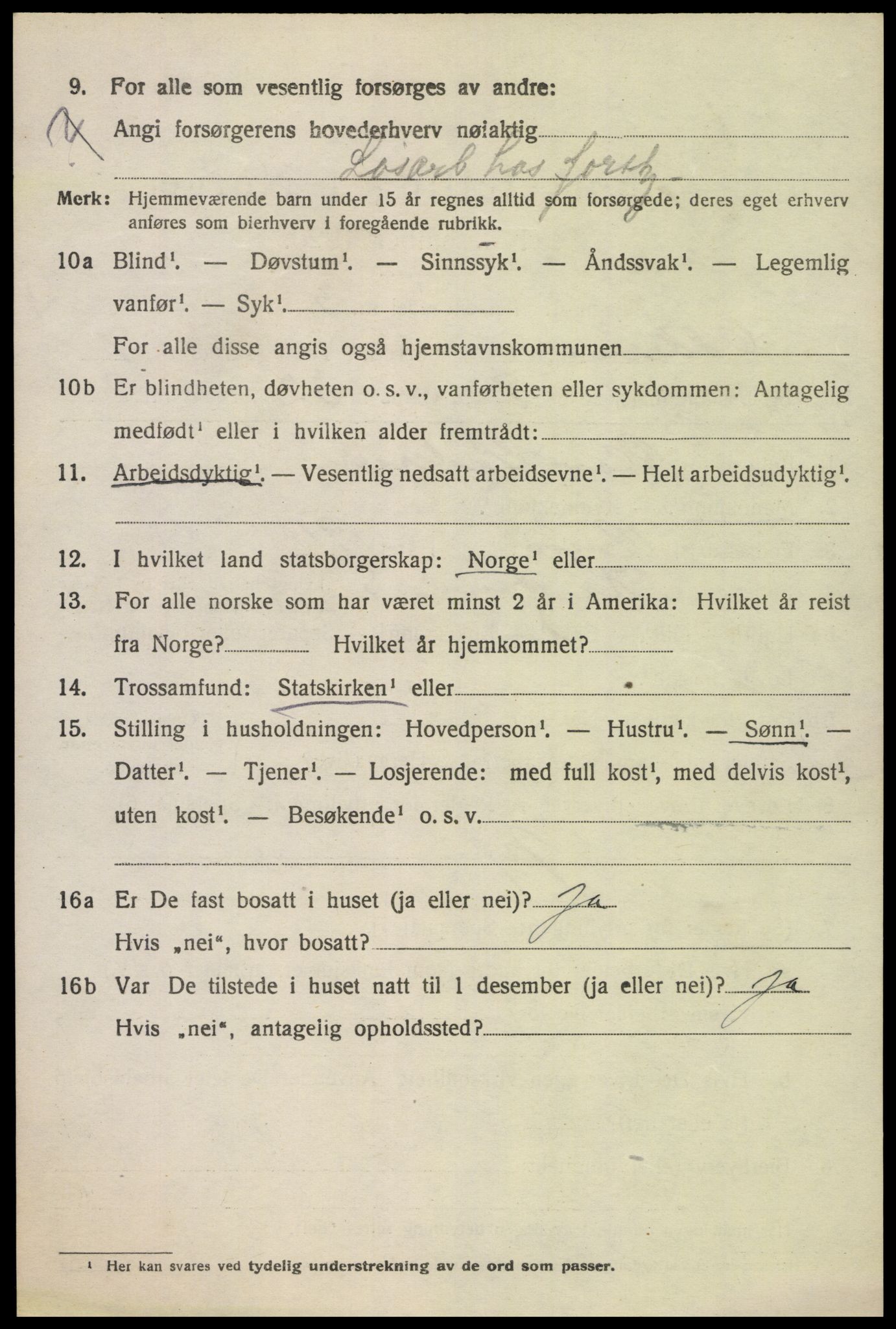 SAK, 1920 census for Oddernes, 1920, p. 5428