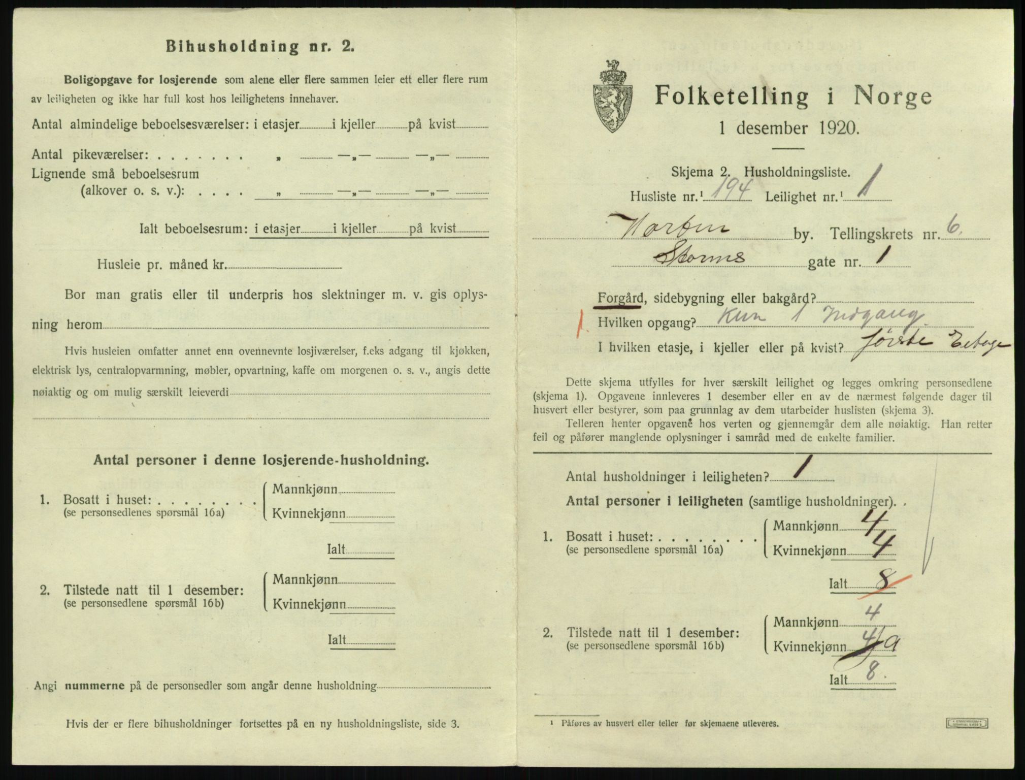 SAKO, 1920 census for Horten, 1920, p. 7139
