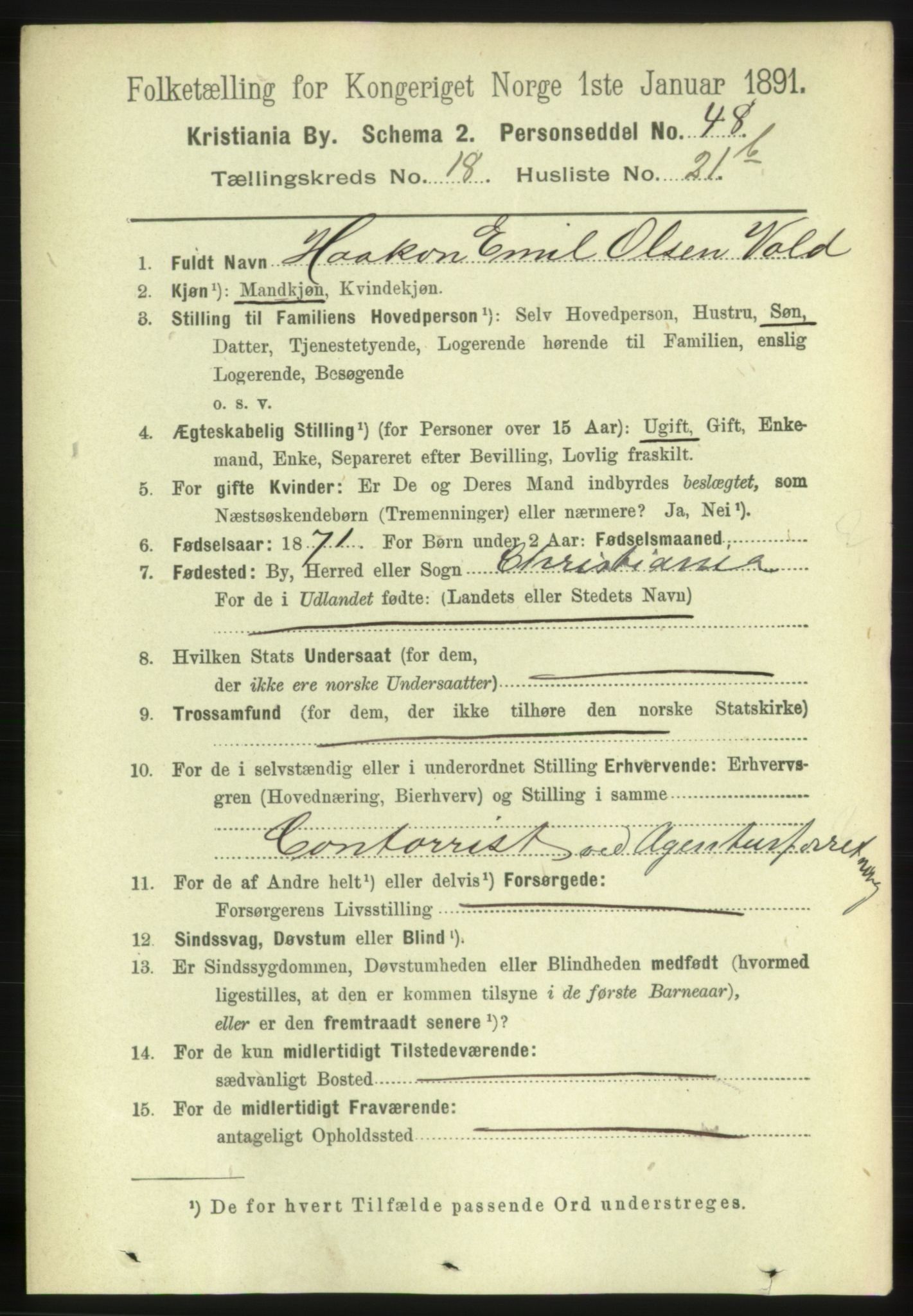 RA, 1891 census for 0301 Kristiania, 1891, p. 9480