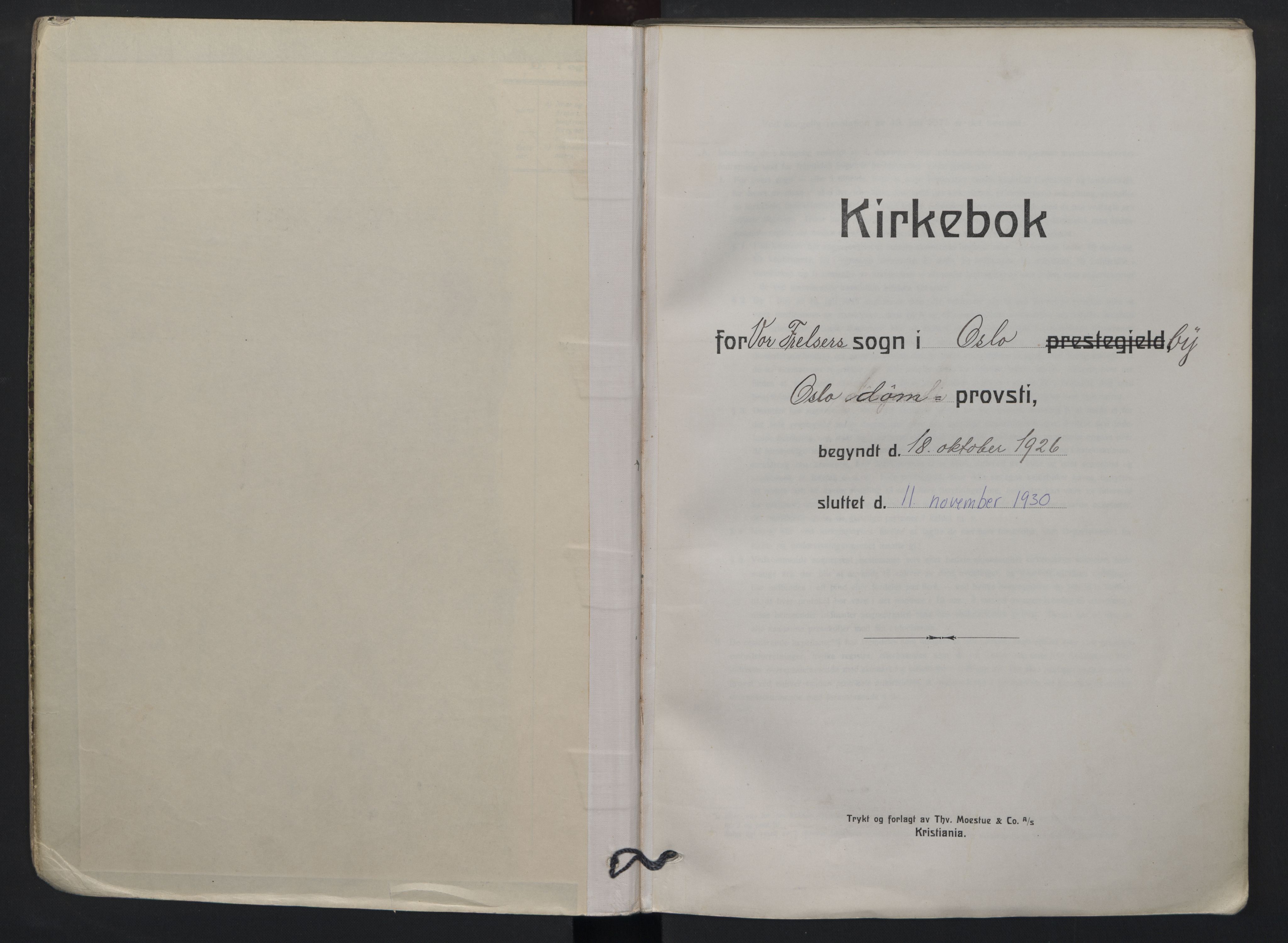 Oslo domkirke Kirkebøker, SAO/A-10752/G/Ga/L0005: Parish register (copy) no. 5, 1926-1930