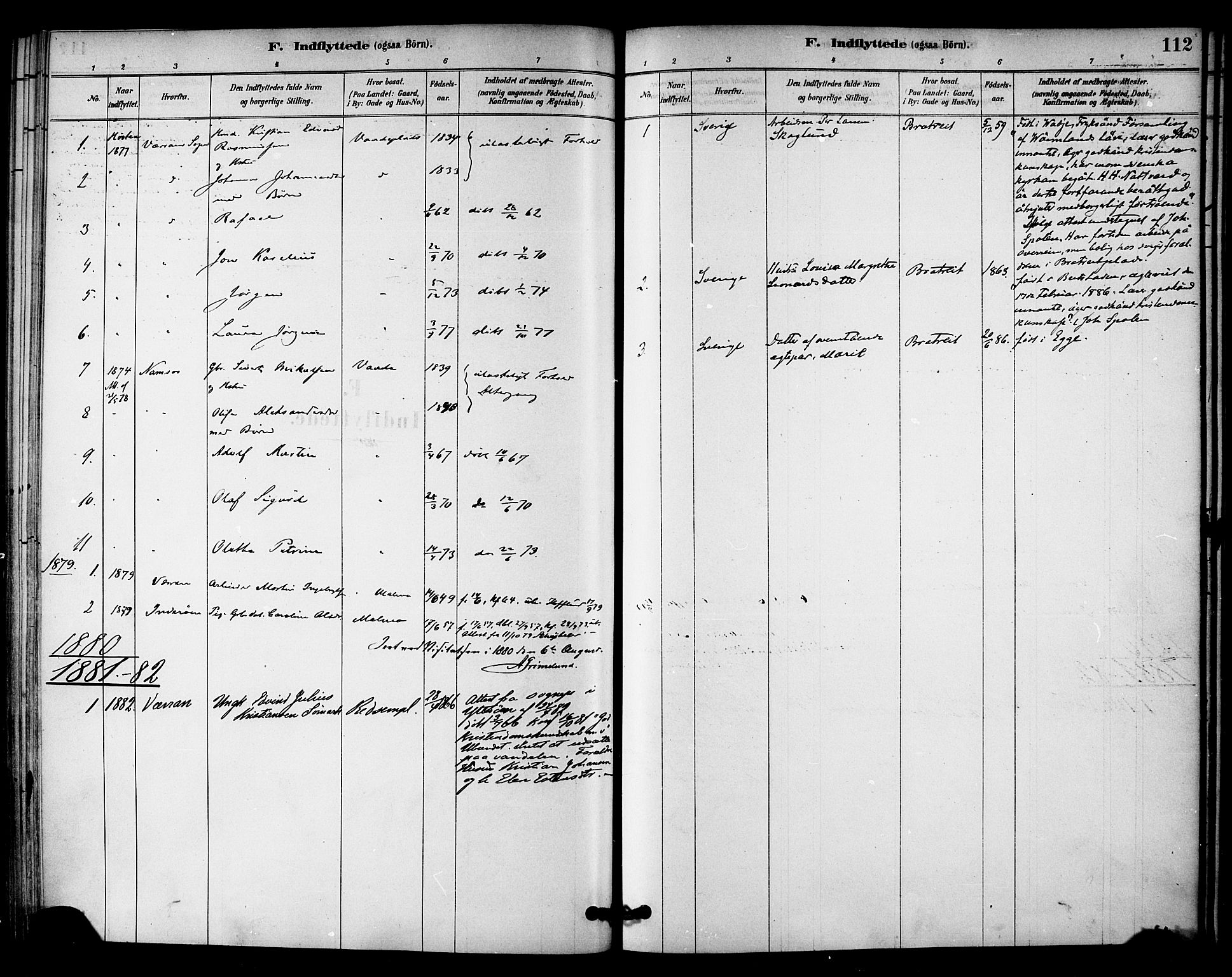 Ministerialprotokoller, klokkerbøker og fødselsregistre - Nord-Trøndelag, SAT/A-1458/745/L0429: Parish register (official) no. 745A01, 1878-1894, p. 112