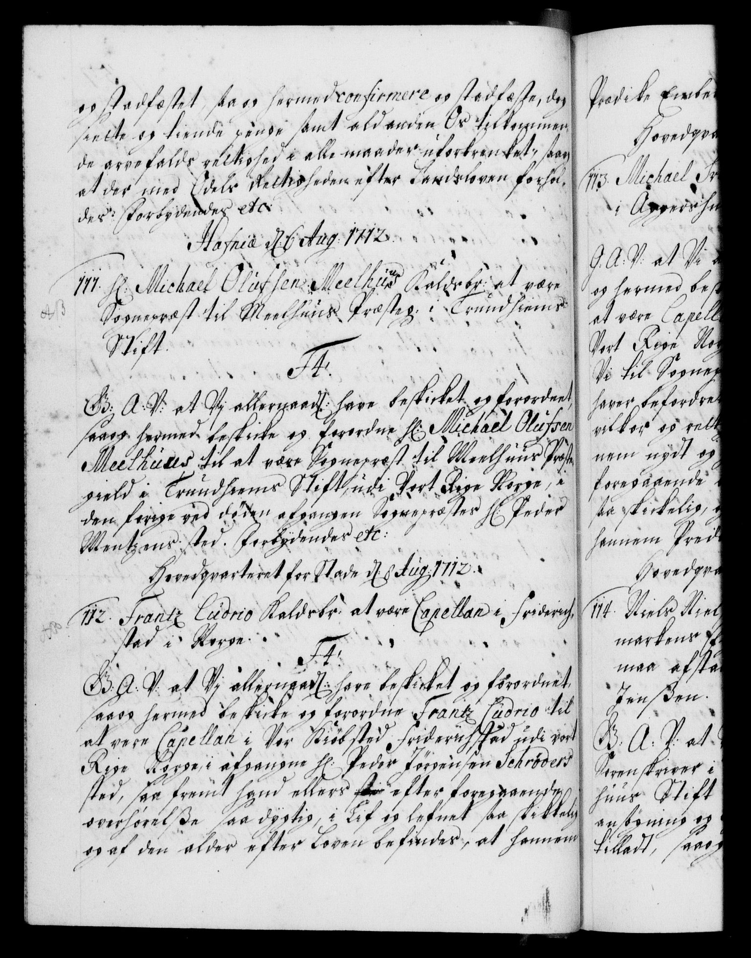 Danske Kanselli 1572-1799, AV/RA-EA-3023/F/Fc/Fca/Fcaa/L0021: Norske registre, 1712-1715, p. 57b