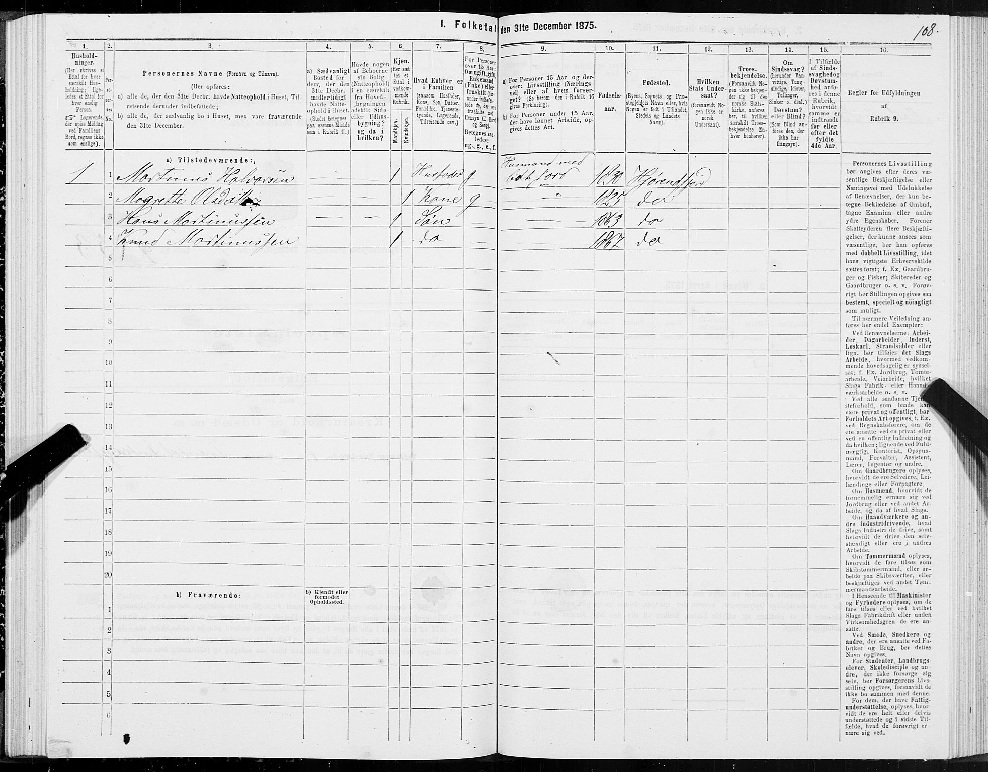 SAT, 1875 census for 1522P Hjørundfjord, 1875, p. 1108