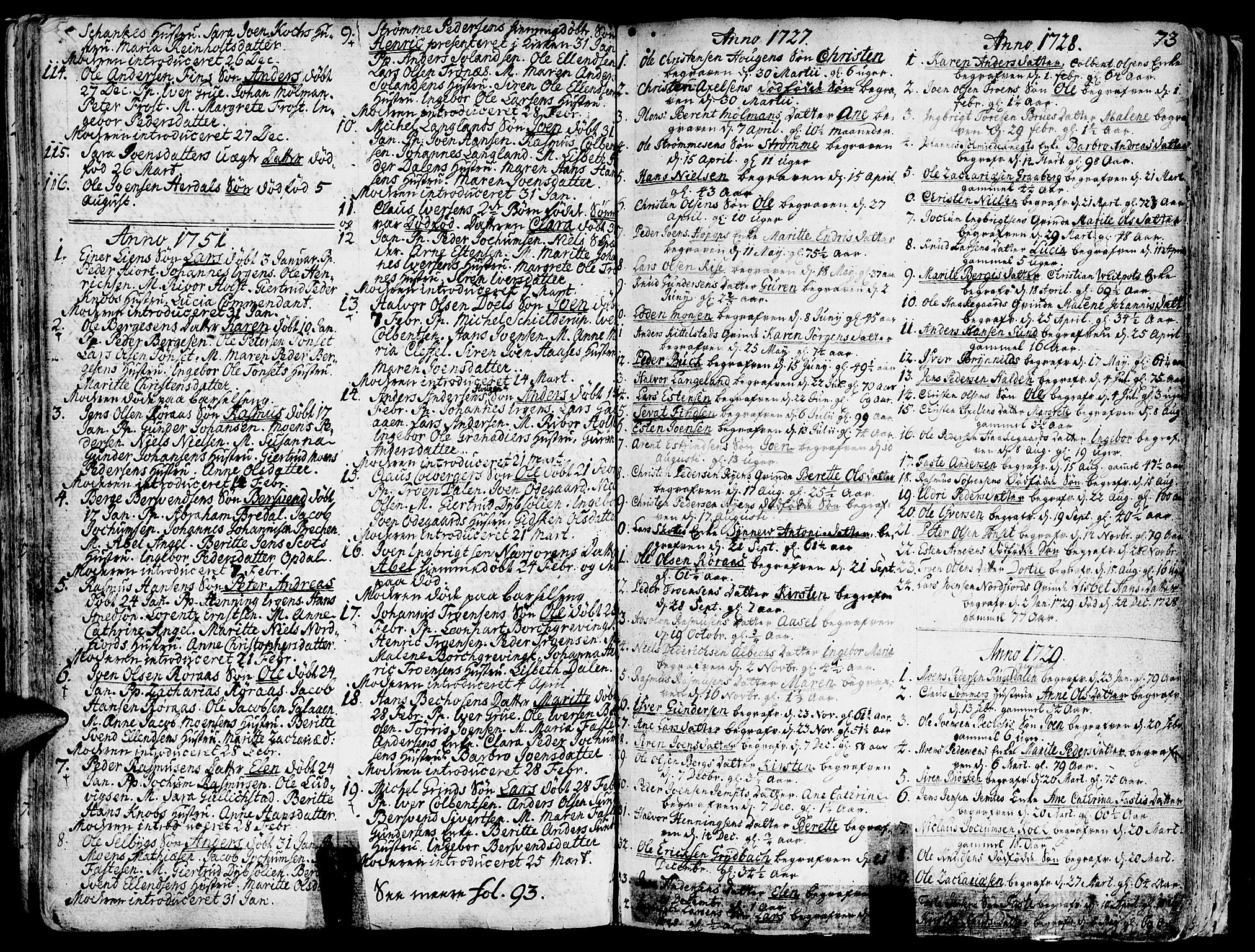 Ministerialprotokoller, klokkerbøker og fødselsregistre - Sør-Trøndelag, SAT/A-1456/681/L0925: Parish register (official) no. 681A03, 1727-1766, p. 73