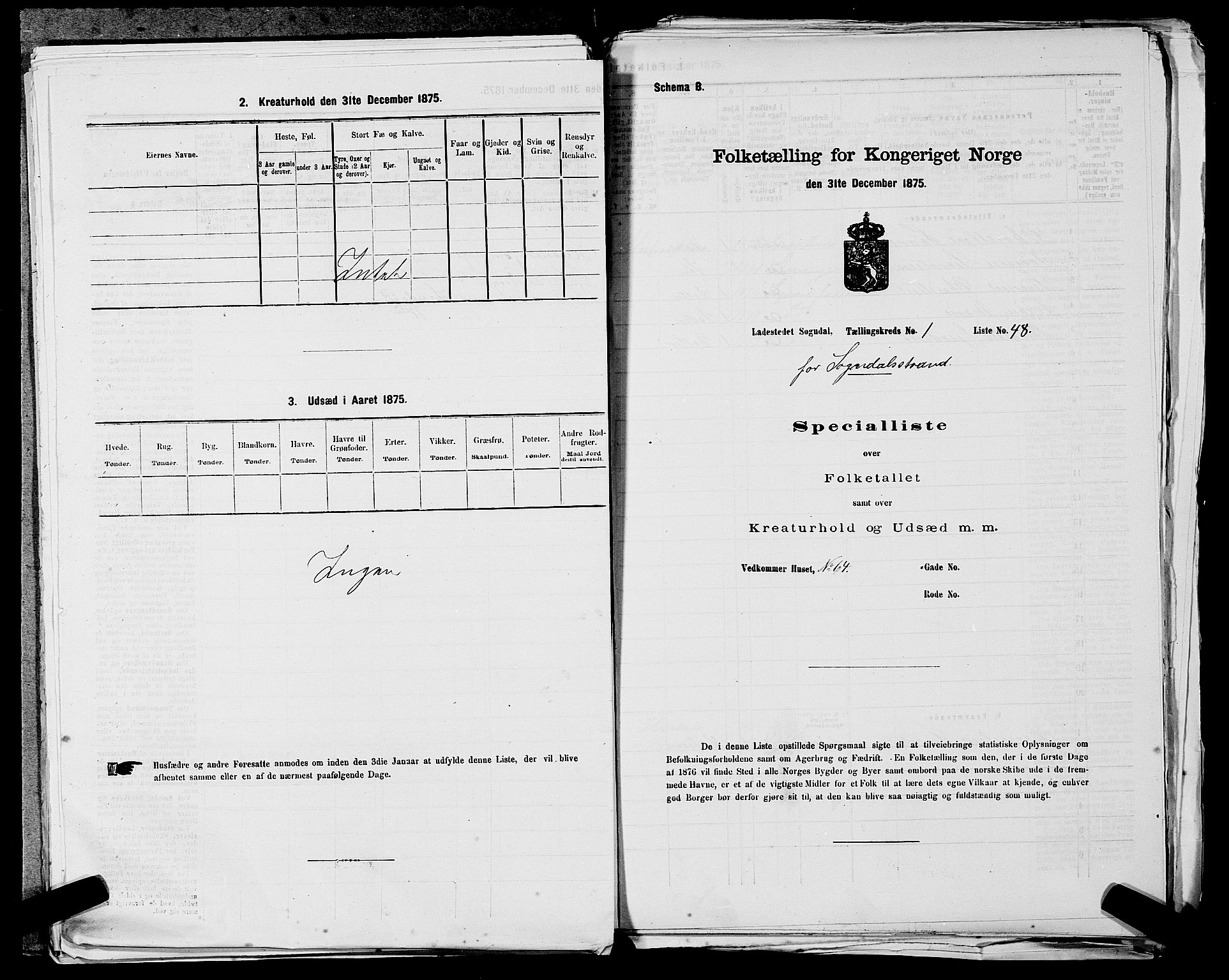 SAST, 1875 census for 1107B Sokndal/Sokndal, 1875, p. 99