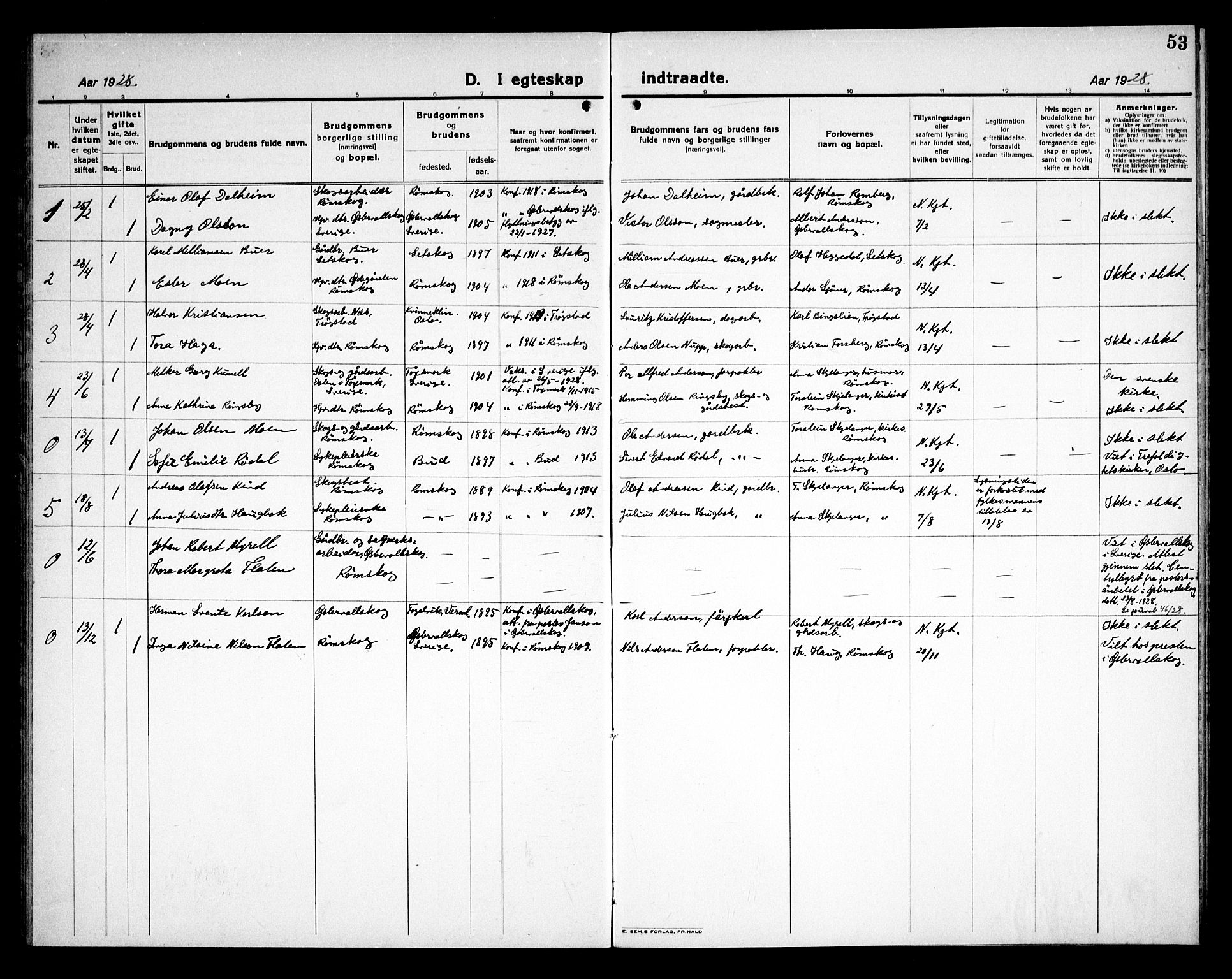 Rødenes prestekontor Kirkebøker, AV/SAO-A-2005/G/Gb/L0003: Parish register (copy) no. II 3, 1922-1936, p. 53