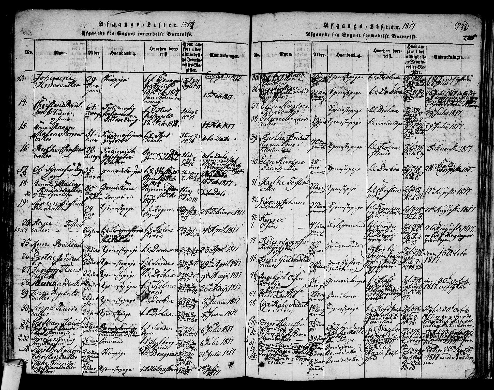 Hurum kirkebøker, SAKO/A-229/F/Fa/L0009: Parish register (official) no. 9, 1816-1826, p. 288