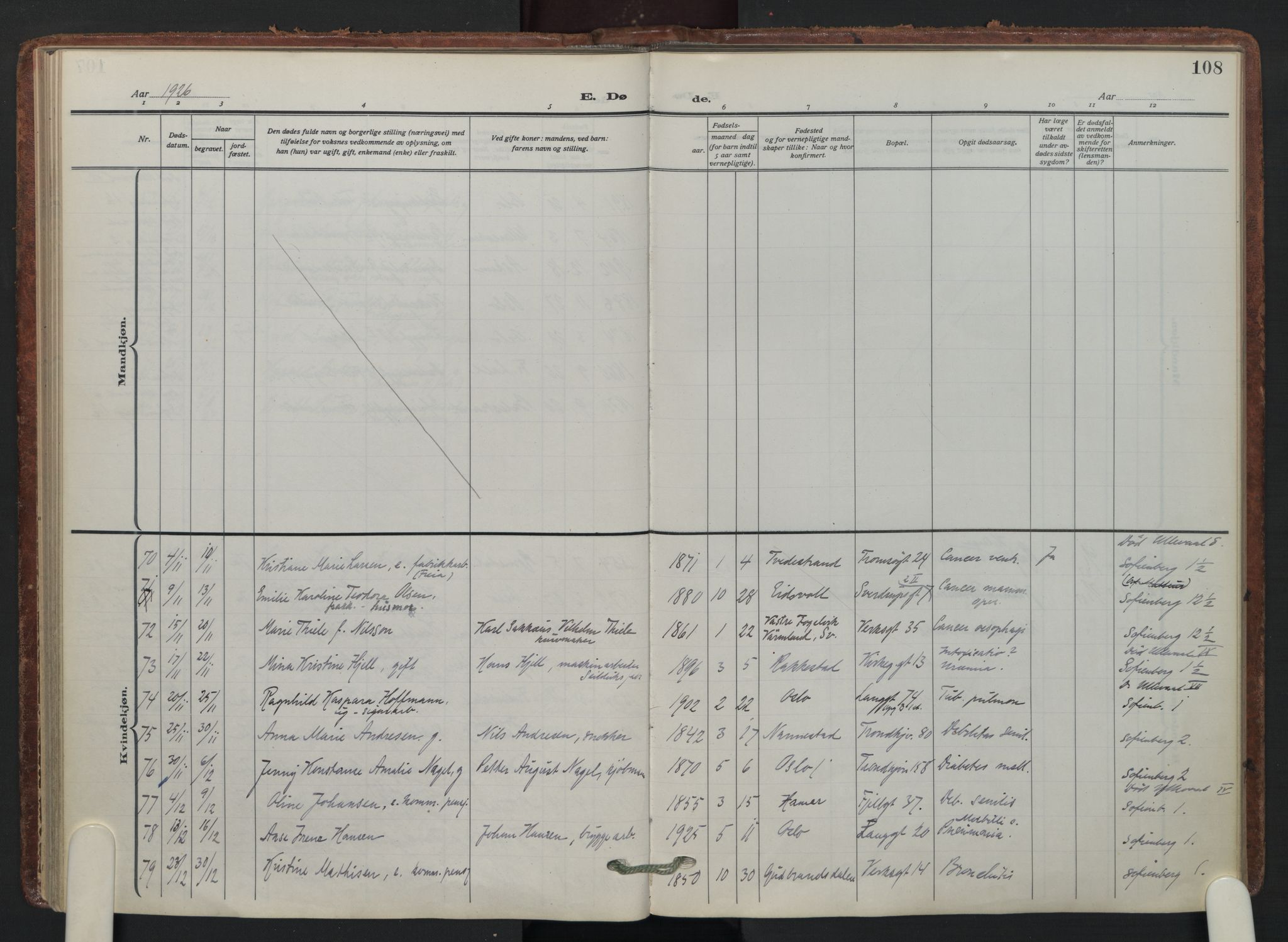 Petrus prestekontor Kirkebøker, AV/SAO-A-10872/F/Fa/L0014: Parish register (official) no. 14, 1916-1937, p. 108