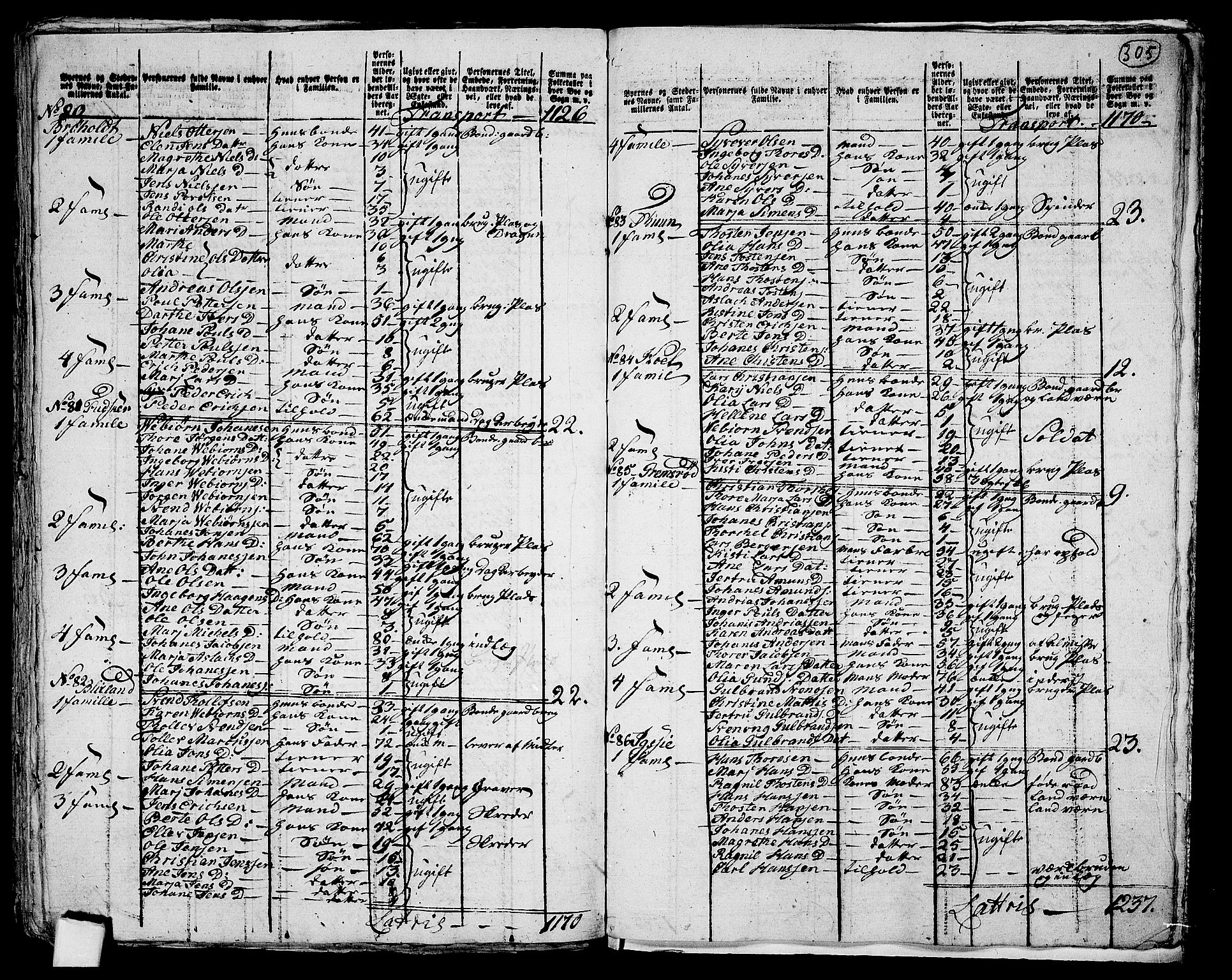 RA, 1801 census for 0138P Hobøl, 1801, p. 304b-305a