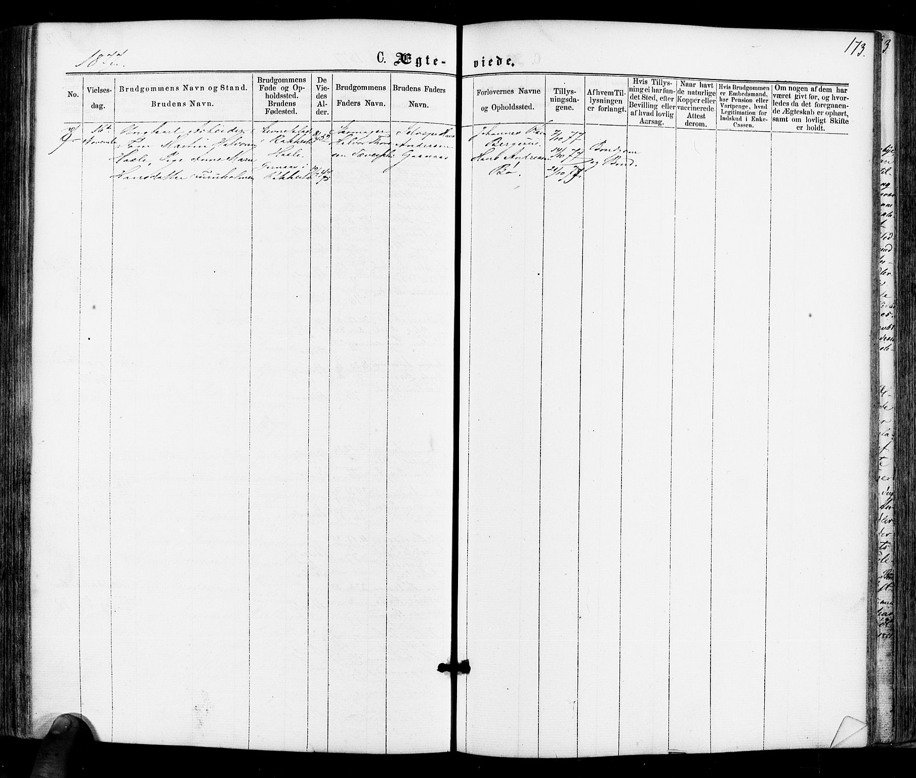 Varteig prestekontor Kirkebøker, AV/SAO-A-10447a/F/Fa/L0001: Parish register (official) no. 1, 1861-1877, p. 173