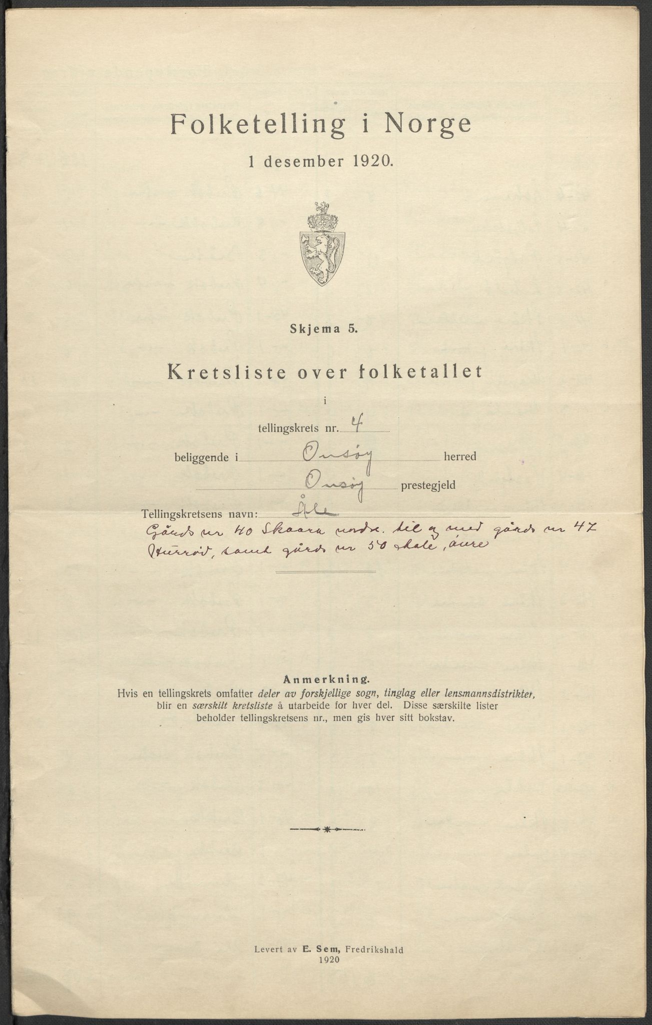 SAO, 1920 census for Onsøy, 1920, p. 14