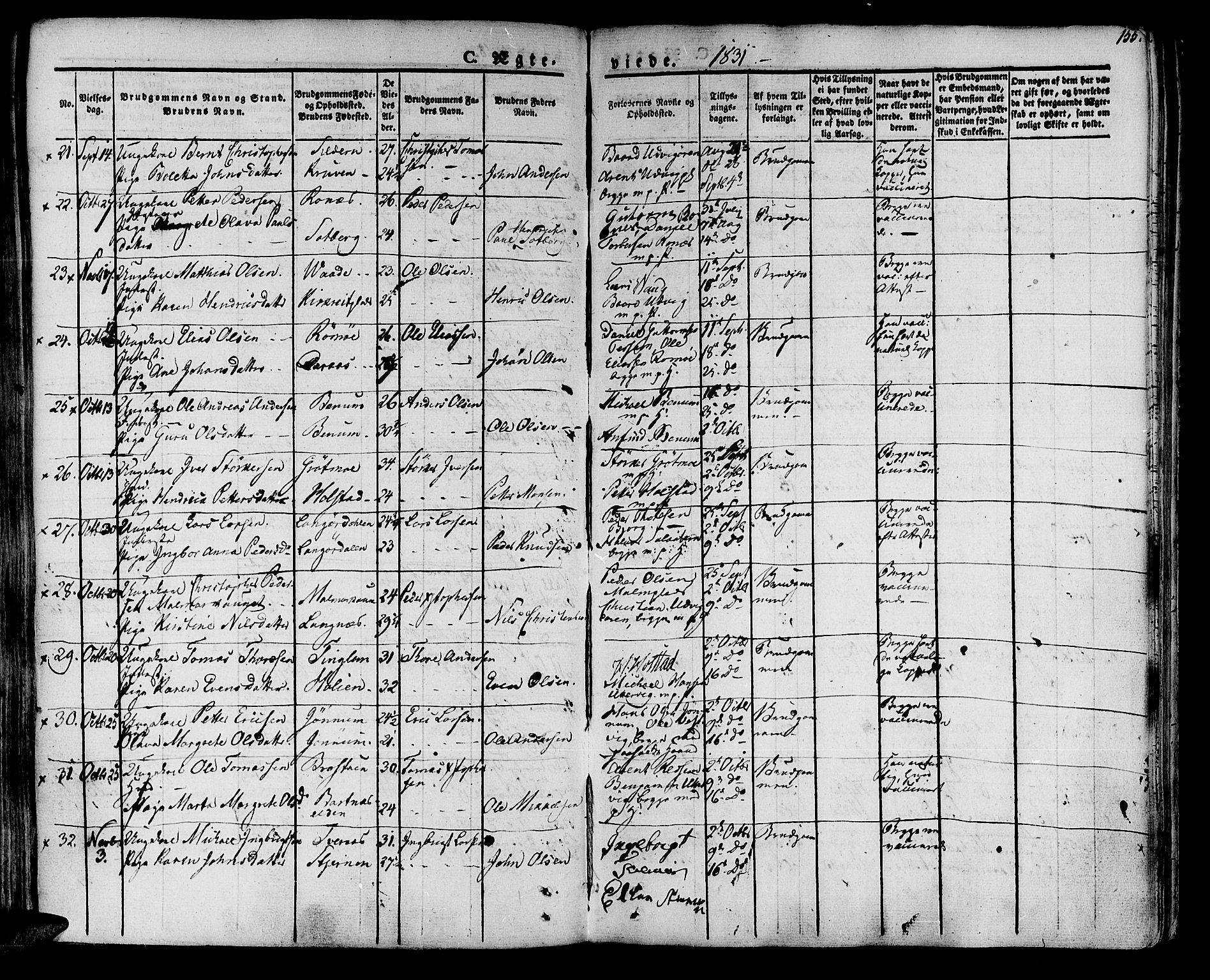 Ministerialprotokoller, klokkerbøker og fødselsregistre - Nord-Trøndelag, AV/SAT-A-1458/741/L0390: Parish register (official) no. 741A04, 1822-1836, p. 155