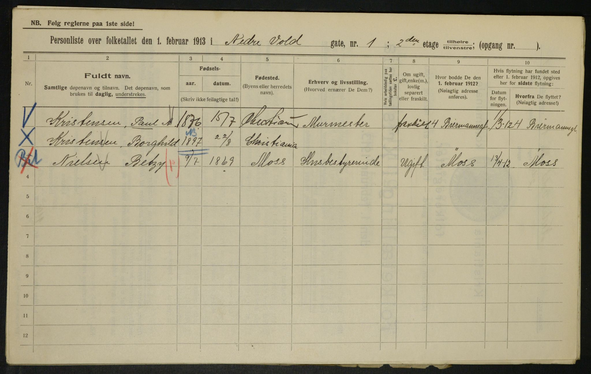 OBA, Municipal Census 1913 for Kristiania, 1913, p. 69521