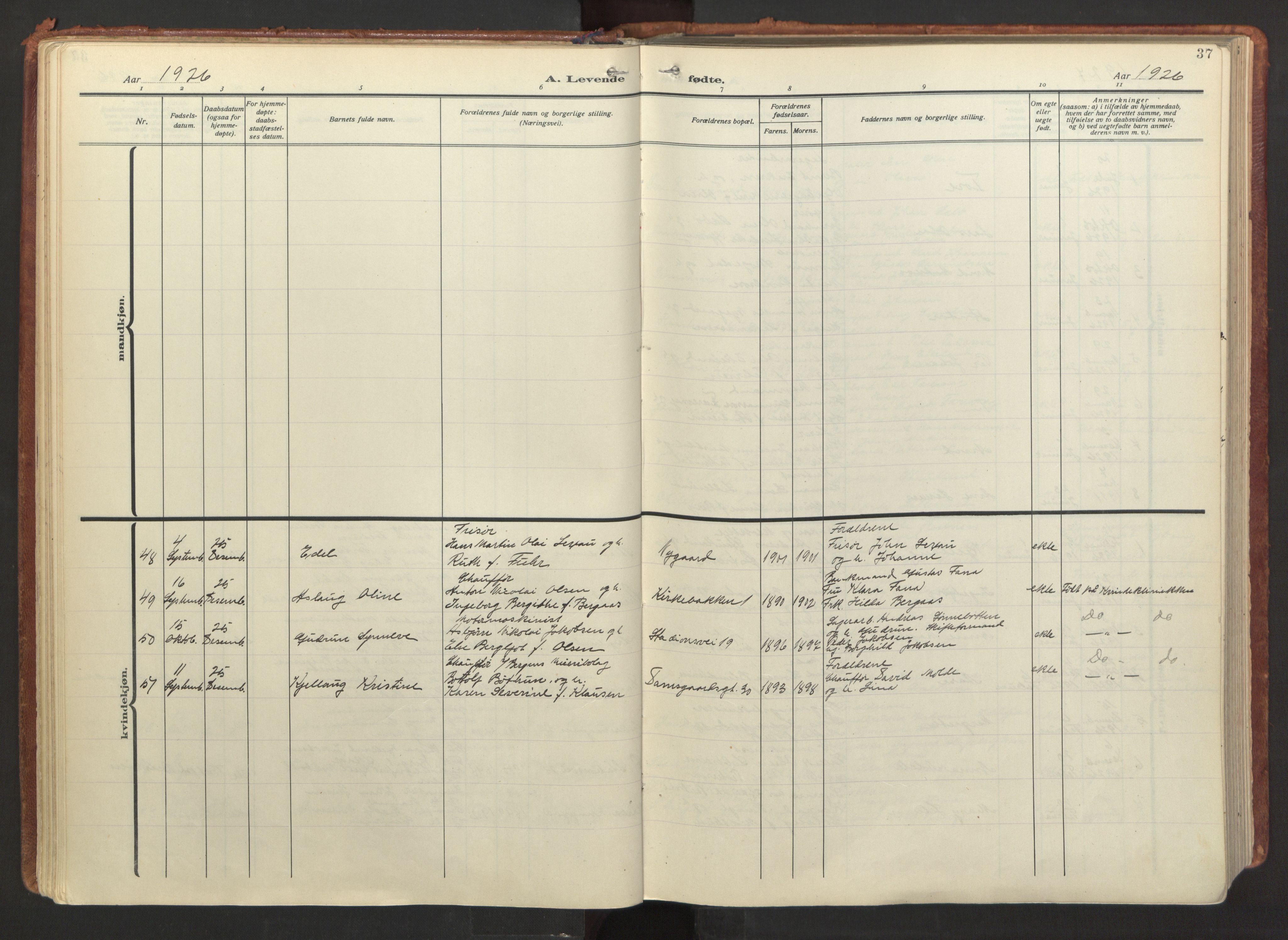 Laksevåg Sokneprestembete, SAB/A-76501/H/Ha/Haa/Haab/L0001: Parish register (official) no. B 1, 1923-1945, p. 37