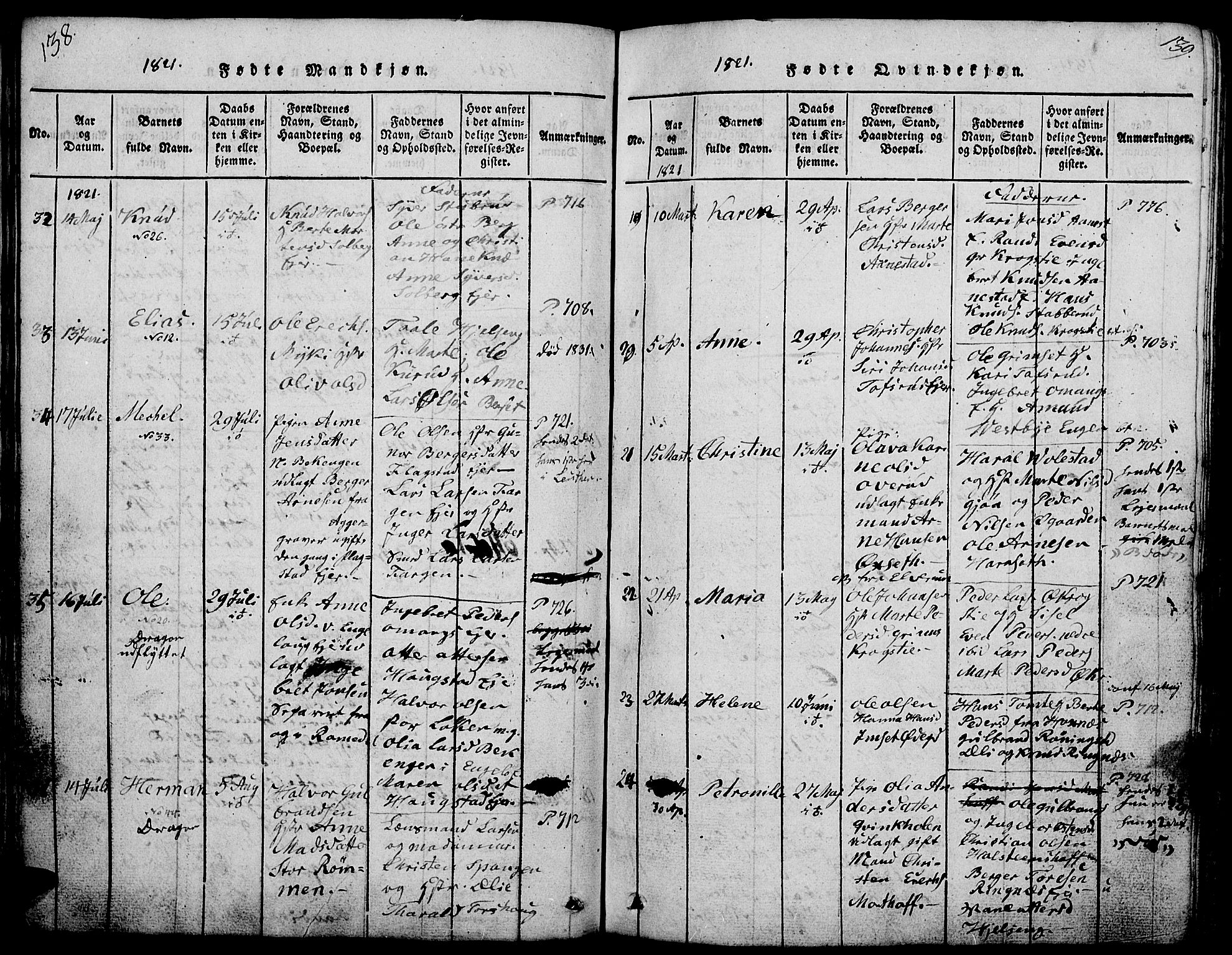 Løten prestekontor, SAH/PREST-022/L/La/L0001: Parish register (copy) no. 1, 1812-1832, p. 138-139
