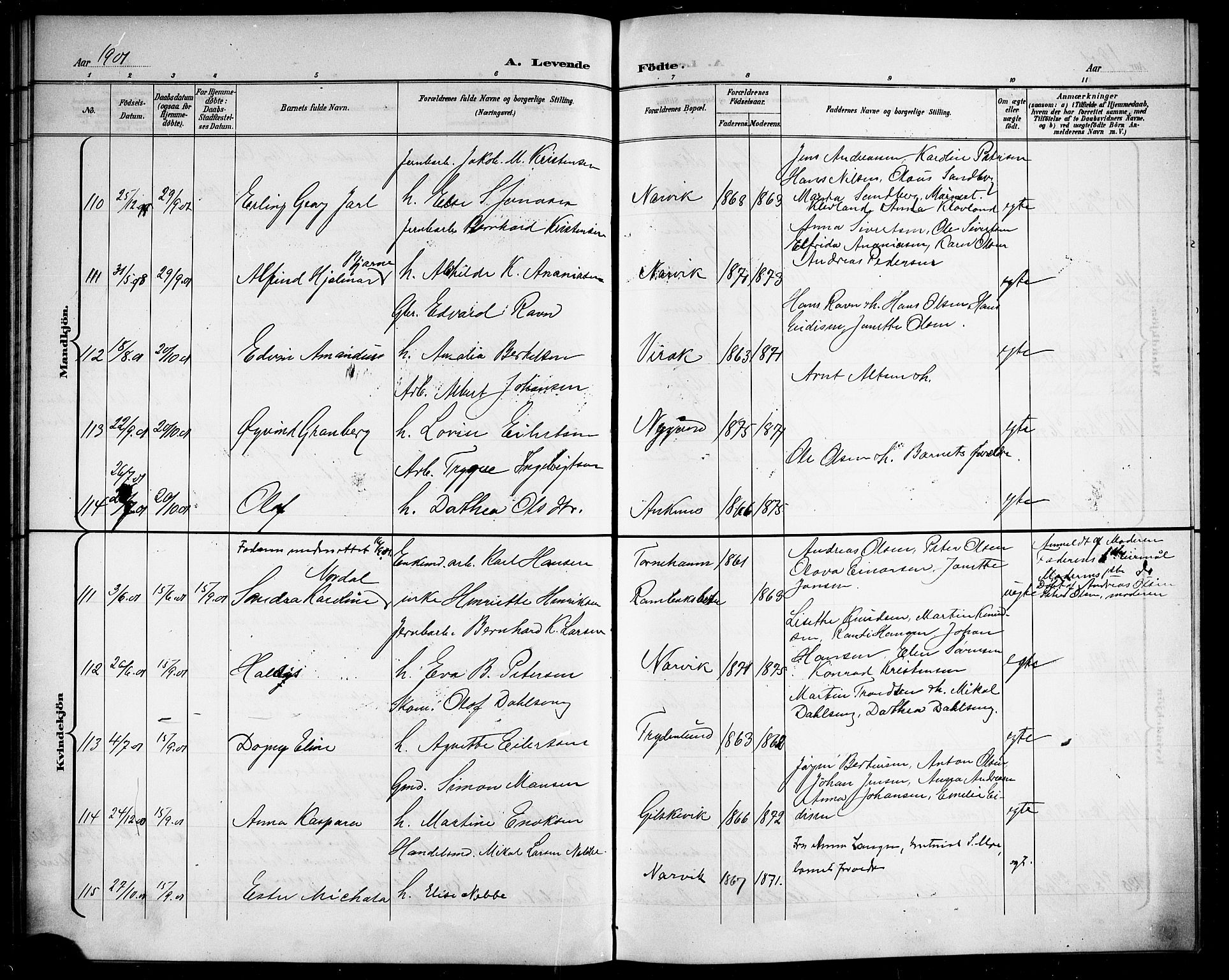 Ministerialprotokoller, klokkerbøker og fødselsregistre - Nordland, AV/SAT-A-1459/866/L0953: Parish register (copy) no. 866C02, 1900-1905