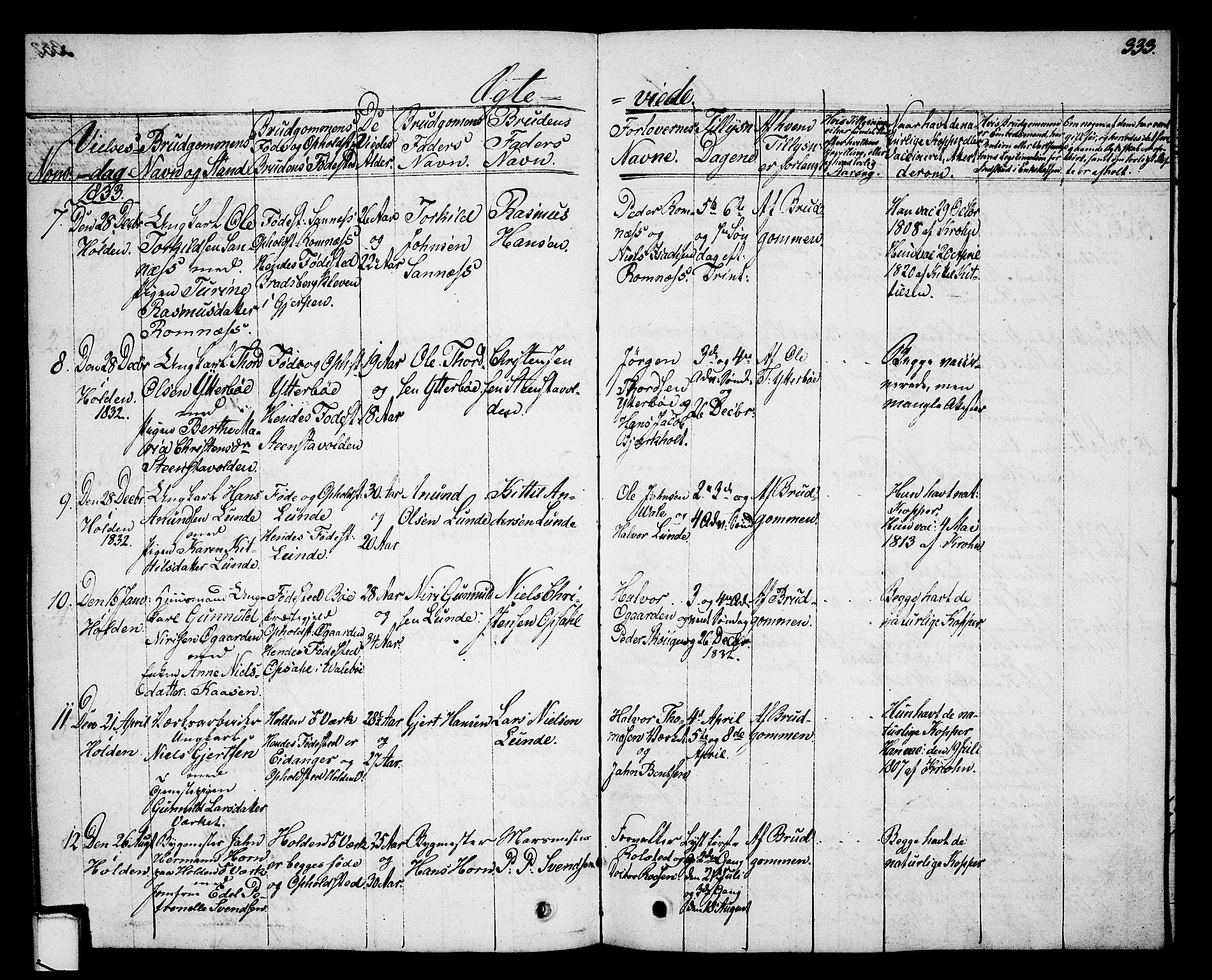 Holla kirkebøker, AV/SAKO-A-272/G/Ga/L0002: Parish register (copy) no. I 2, 1830-1848, p. 333