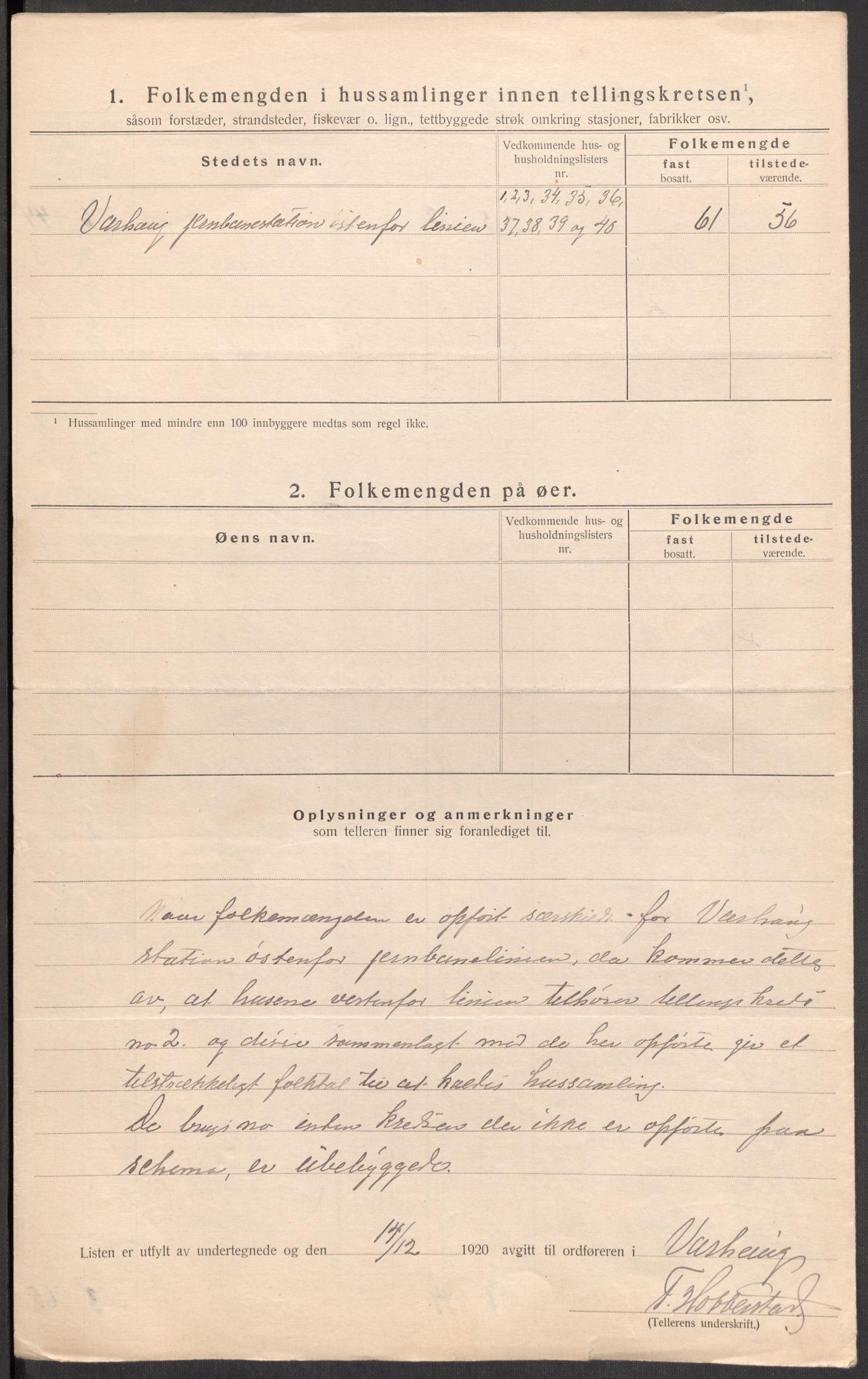 SAST, 1920 census for Varhaug, 1920, p. 9