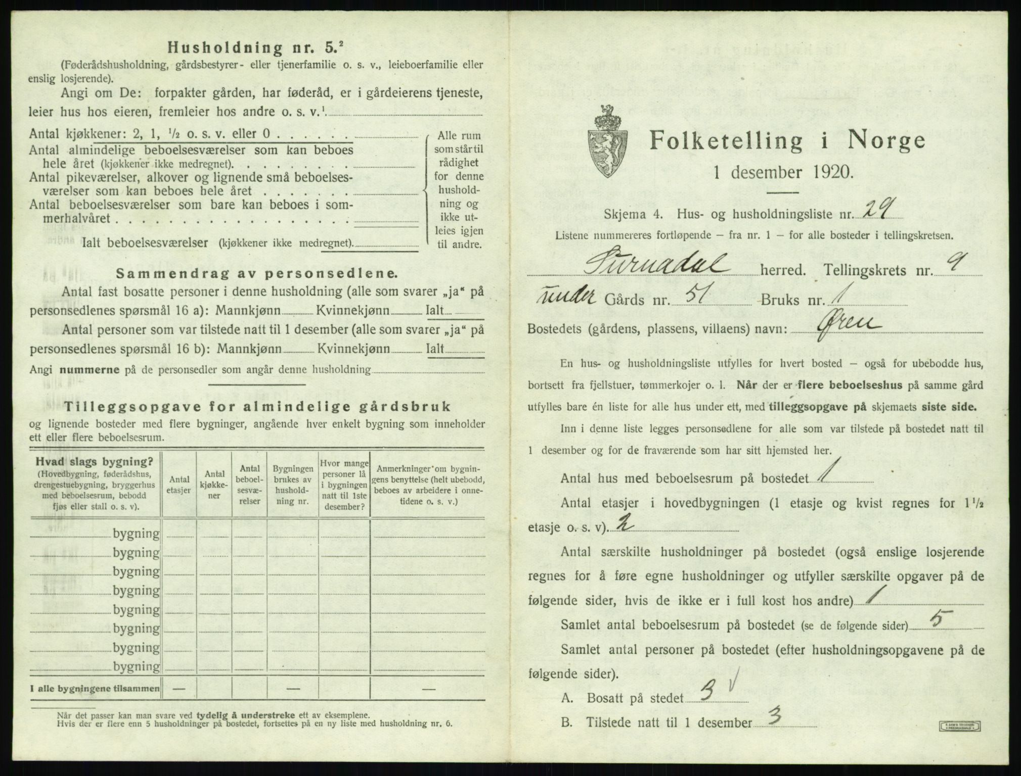 SAT, 1920 census for Surnadal, 1920, p. 987