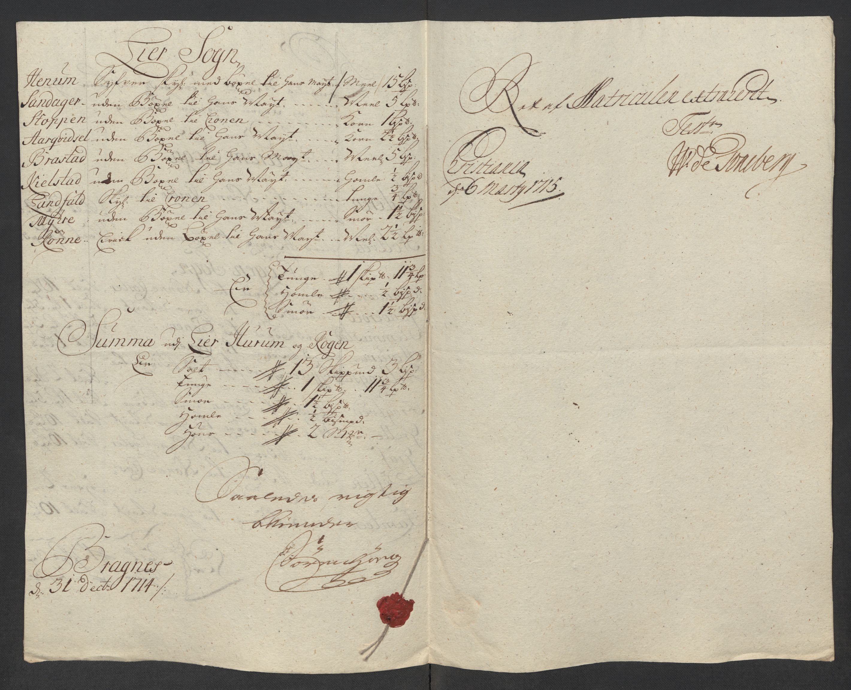 Rentekammeret inntil 1814, Reviderte regnskaper, Fogderegnskap, AV/RA-EA-4092/R31/L1709: Fogderegnskap Hurum, Røyken, Eiker, Lier og Buskerud, 1714, p. 61