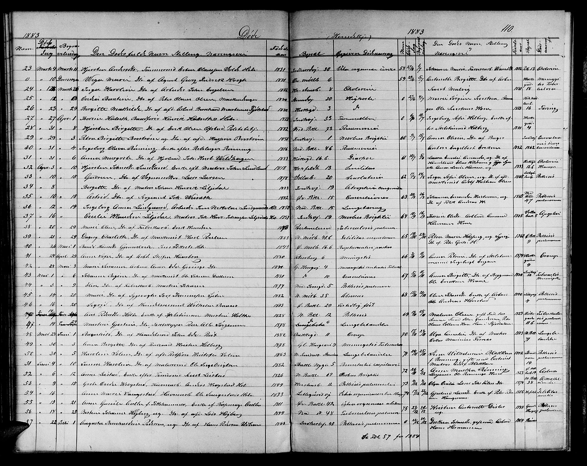 Ministerialprotokoller, klokkerbøker og fødselsregistre - Sør-Trøndelag, SAT/A-1456/604/L0221: Parish register (copy) no. 604C04, 1870-1885, p. 110