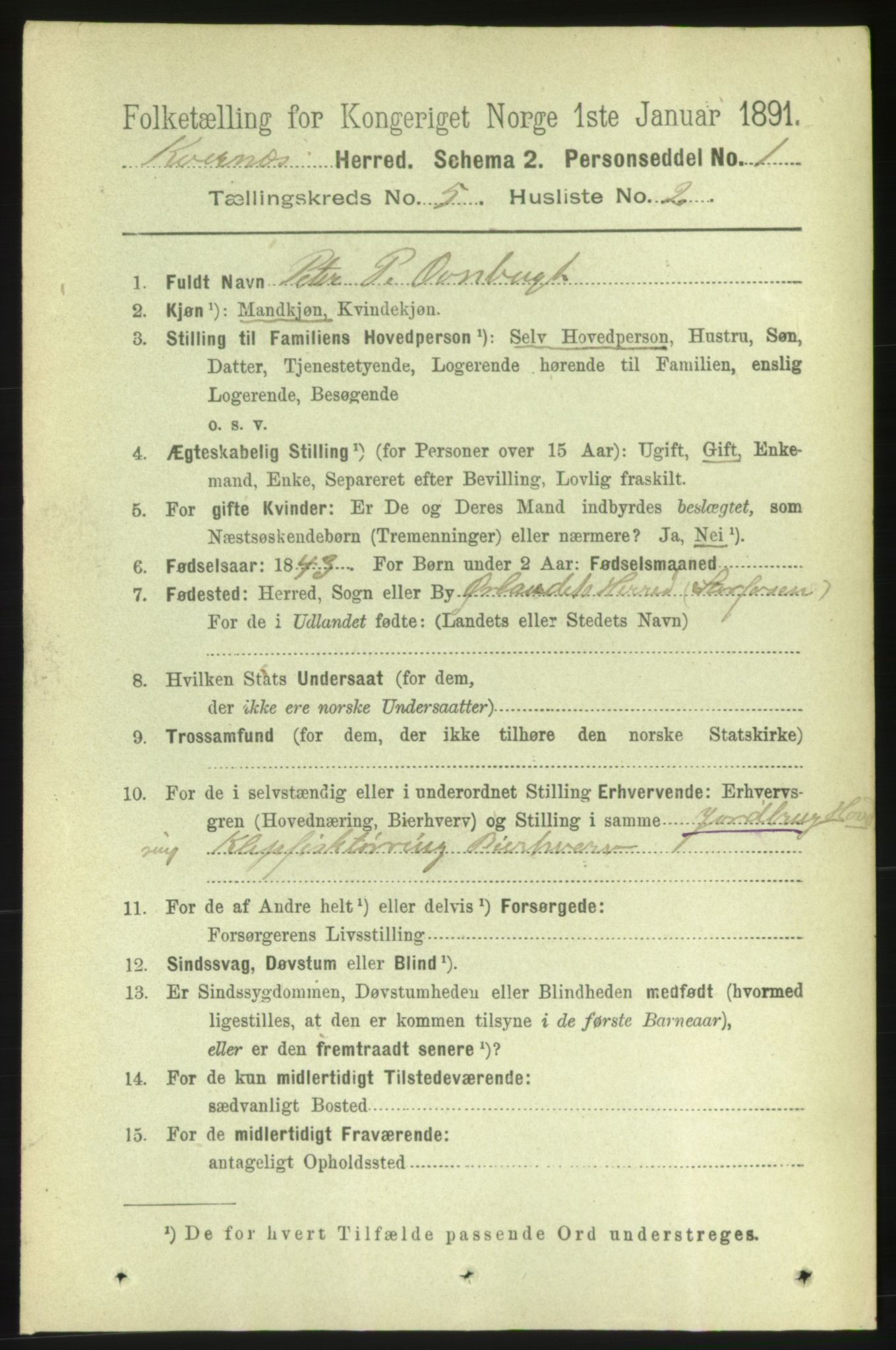 RA, 1891 census for 1553 Kvernes, 1891, p. 2338