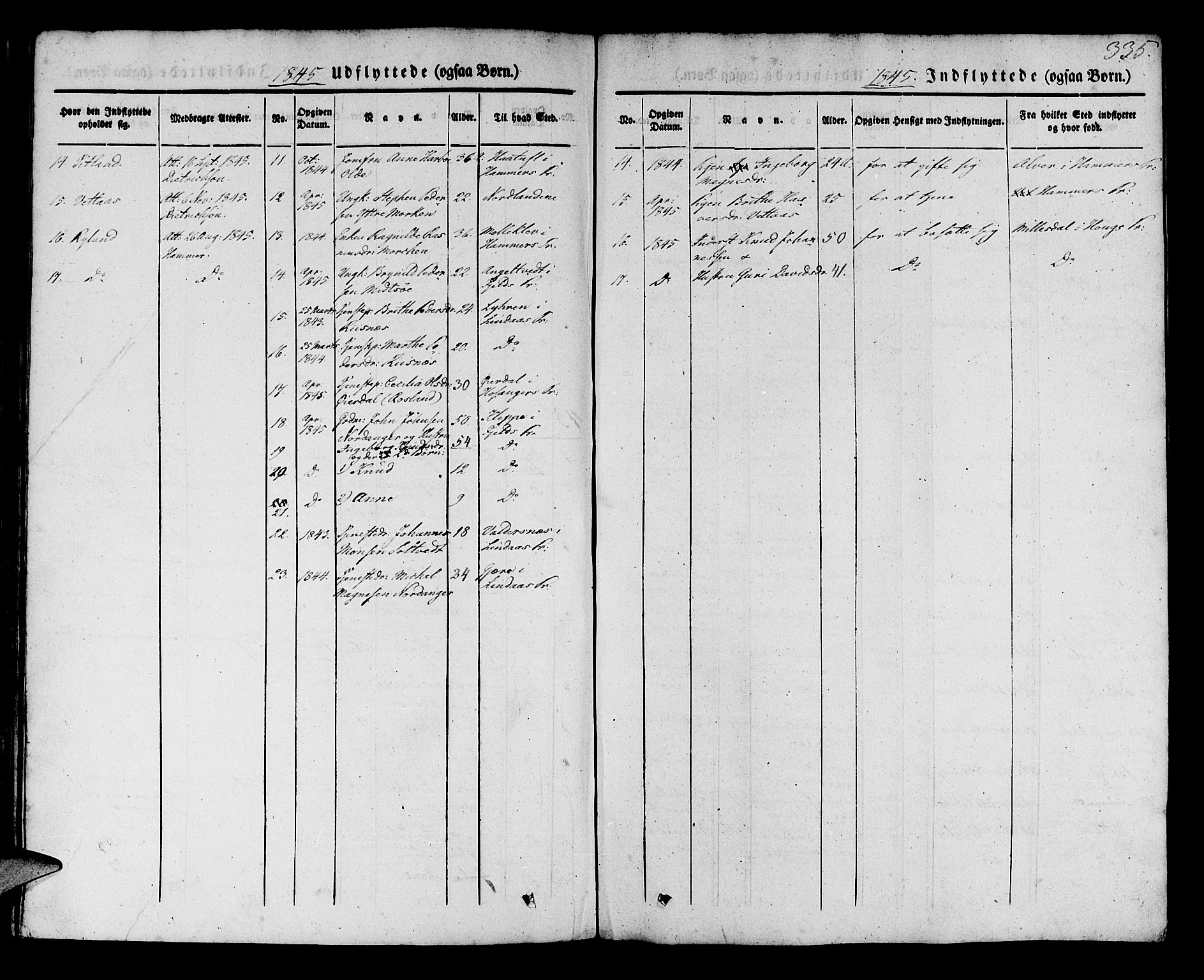 Manger sokneprestembete, AV/SAB-A-76801/H/Haa: Parish register (official) no. A 5, 1839-1848, p. 335