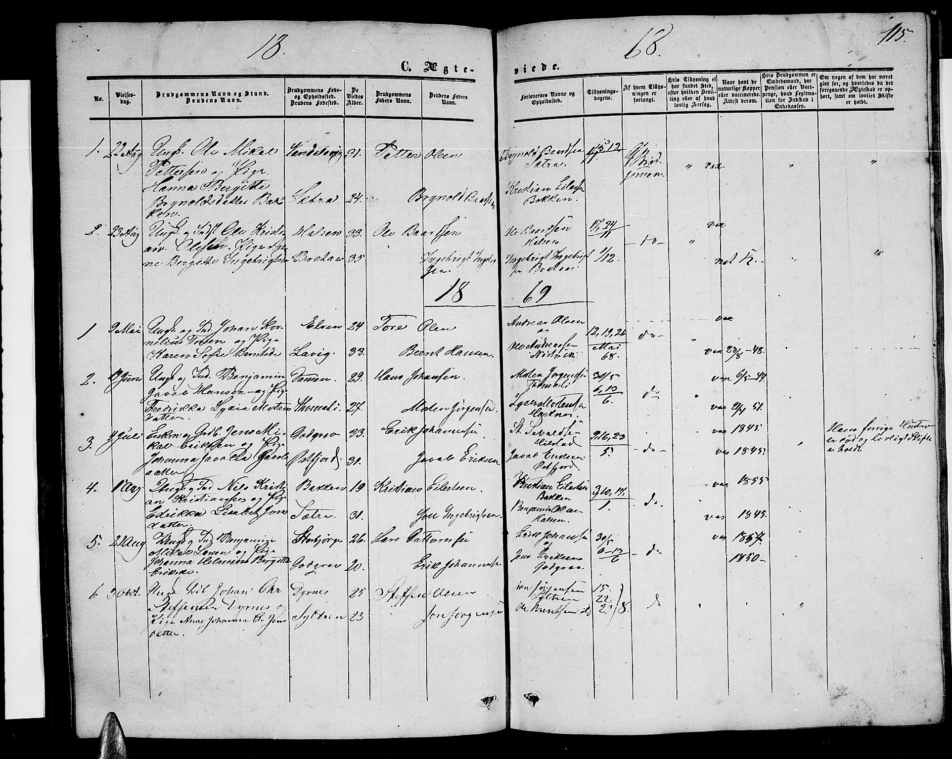 Ministerialprotokoller, klokkerbøker og fødselsregistre - Nordland, AV/SAT-A-1459/814/L0229: Parish register (copy) no. 814C02, 1859-1883, p. 115