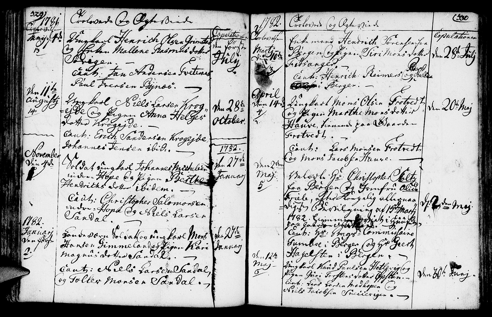 Fana Sokneprestembete, SAB/A-75101/H/Haa/Haaa/L0005: Parish register (official) no. A 5, 1773-1799, p. 329-330
