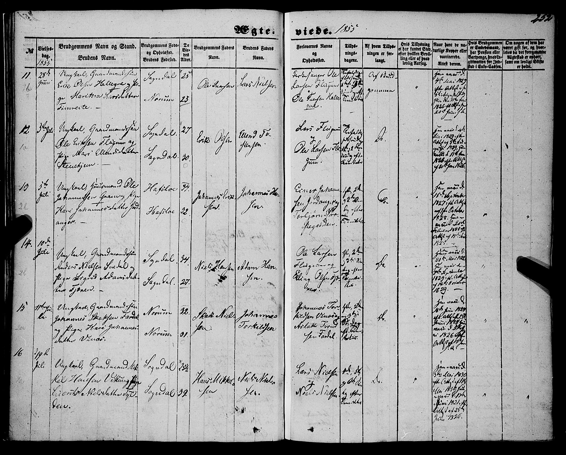 Sogndal sokneprestembete, AV/SAB-A-81301/H/Haa/Haaa/L0012II: Parish register (official) no. A 12II, 1847-1877, p. 252