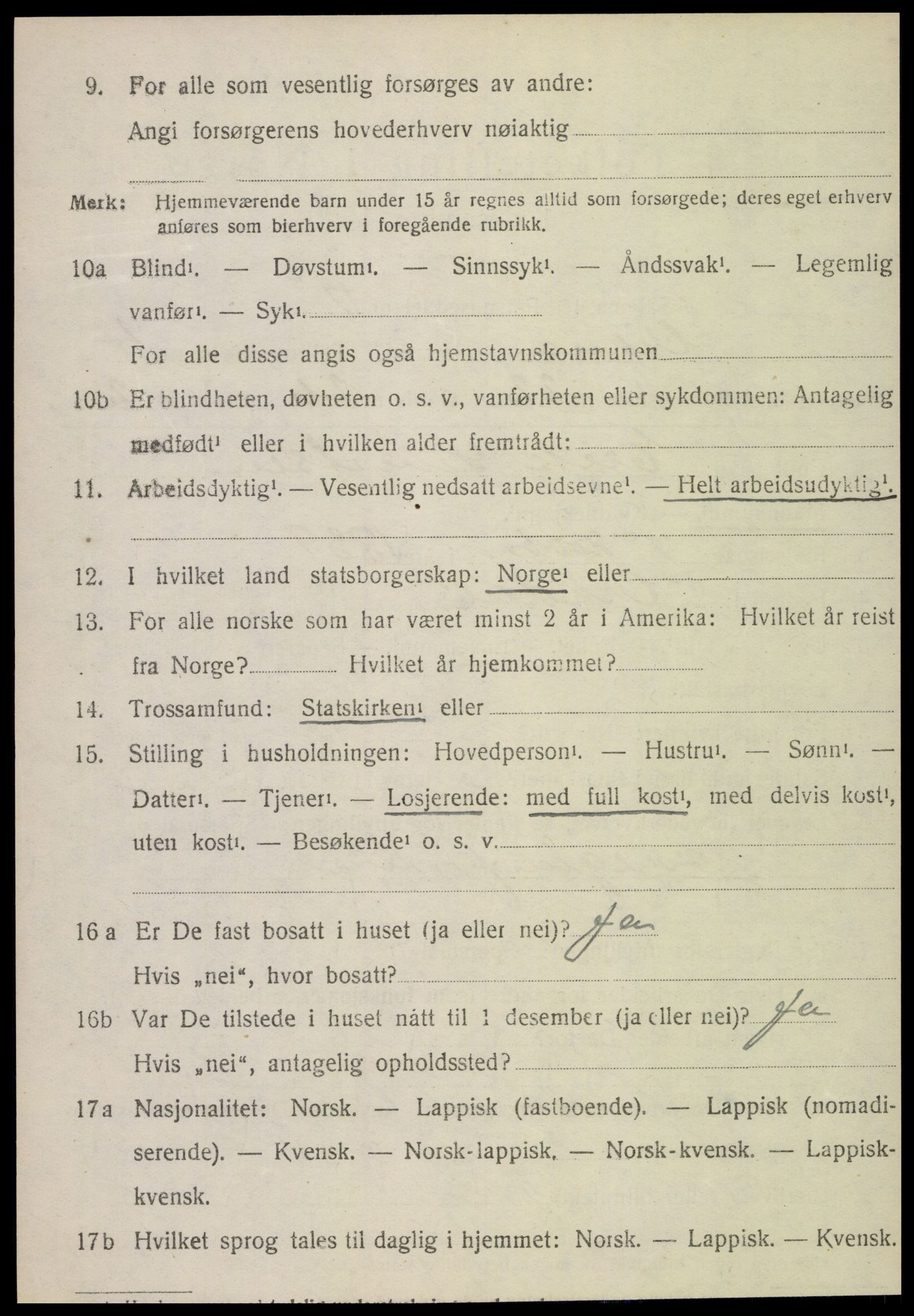 SAT, 1920 census for Vikna, 1920, p. 4398