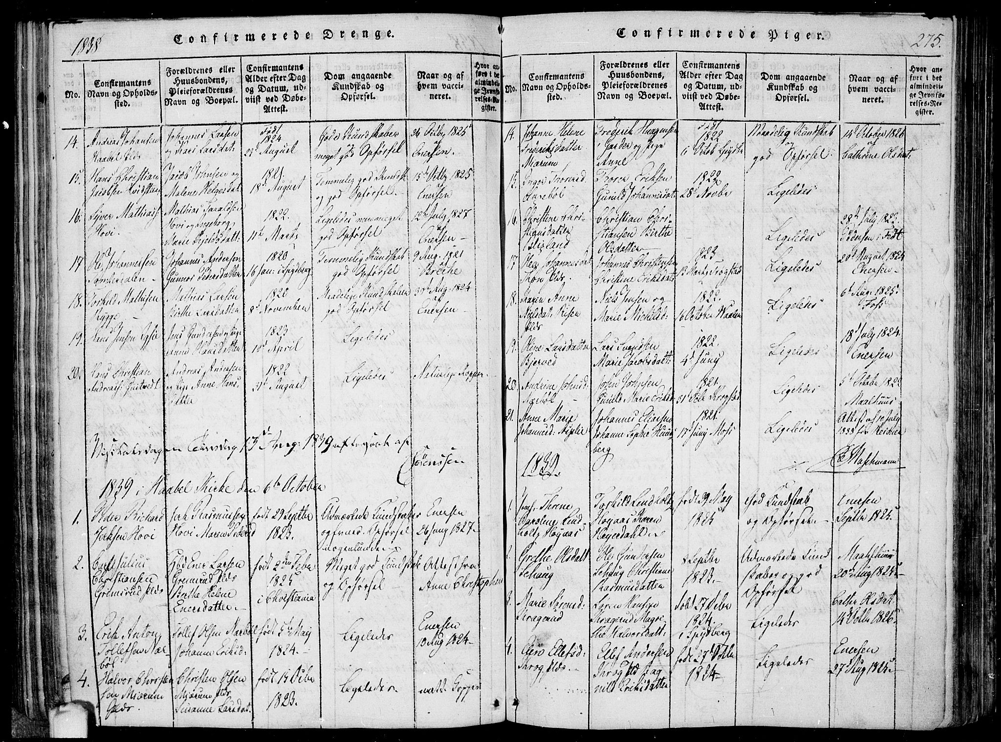 Hobøl prestekontor Kirkebøker, SAO/A-2002/F/Fa/L0002: Parish register (official) no. I 2, 1814-1841, p. 275