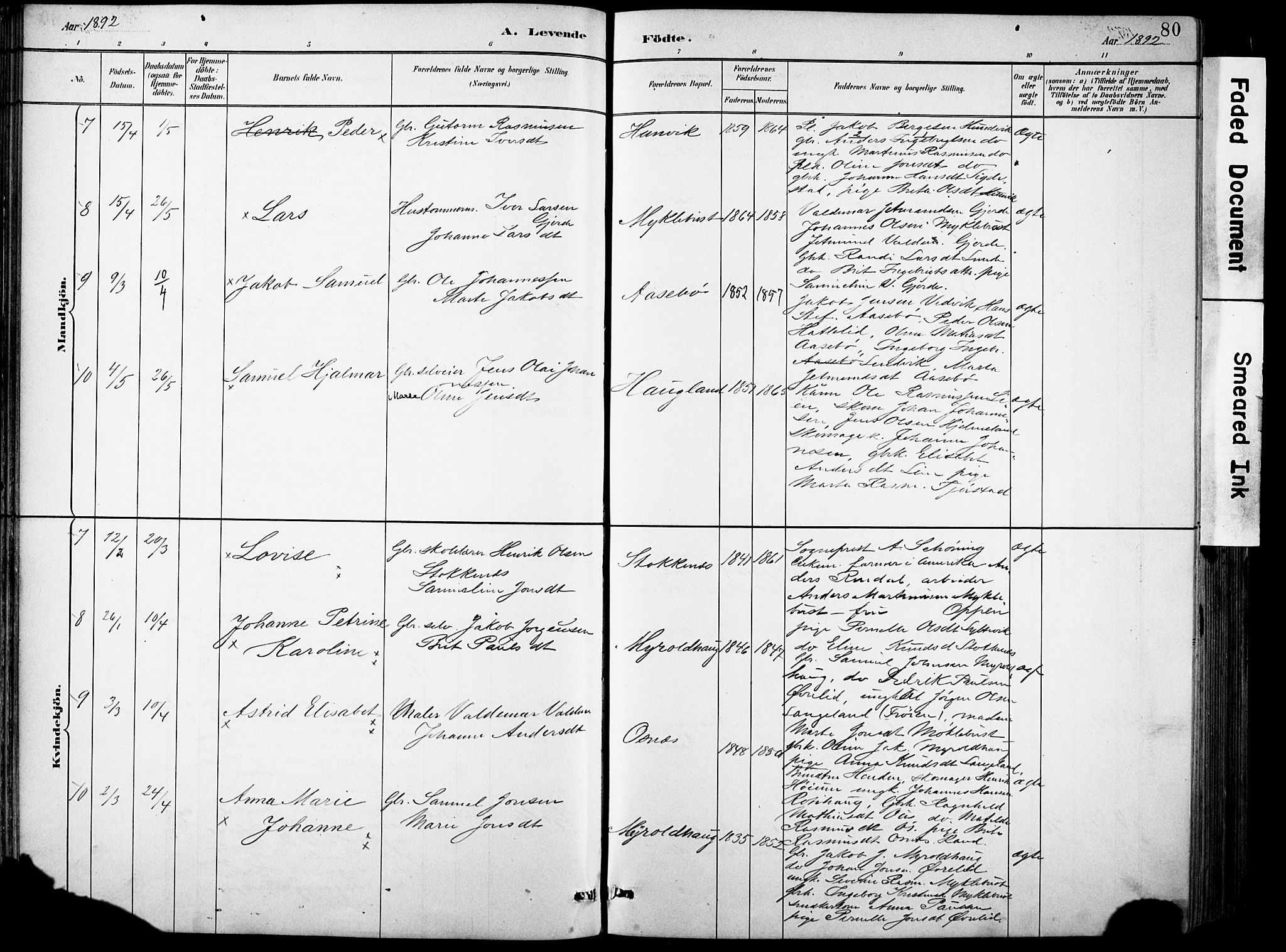 Eid sokneprestembete, SAB/A-82301/H/Hab/Habb/L0002: Parish register (copy) no. B 2, 1882-1907, p. 80