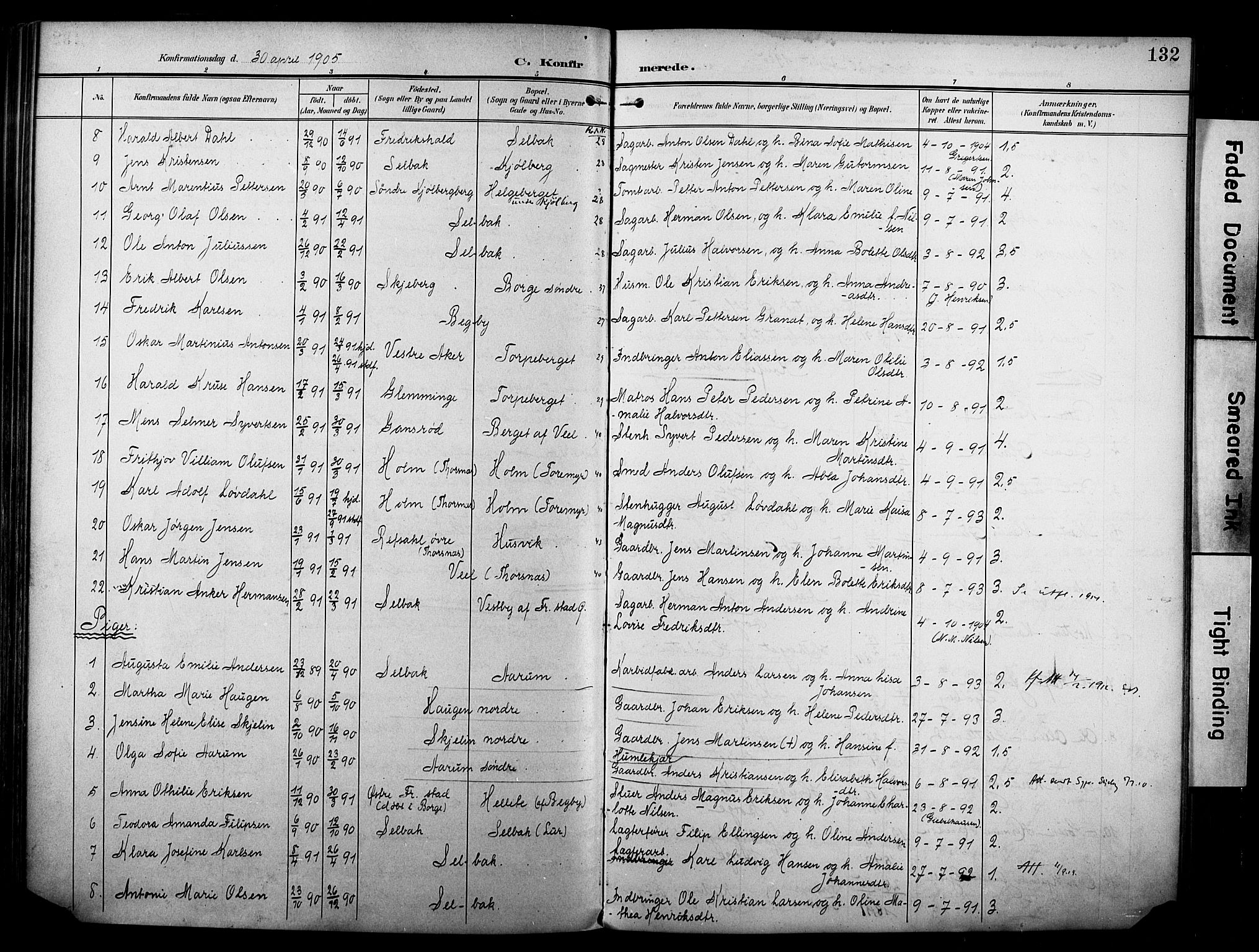 Borge prestekontor Kirkebøker, AV/SAO-A-10903/F/Fa/L0009: Parish register (official) no. I 9, 1902-1911, p. 132