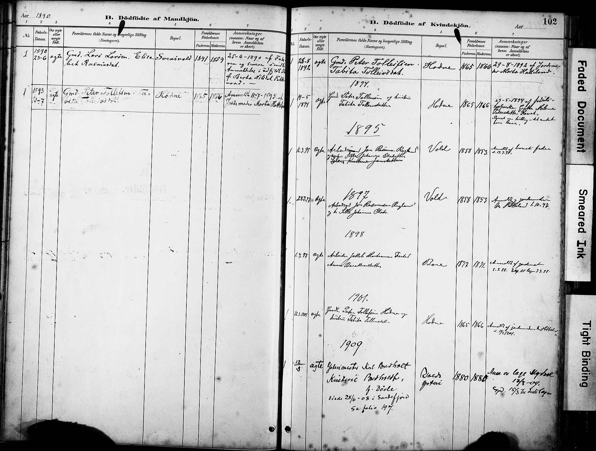 Klepp sokneprestkontor, SAST/A-101803/001/3/30BA/L0008: Parish register (official) no. A 9, 1886-1919, p. 102
