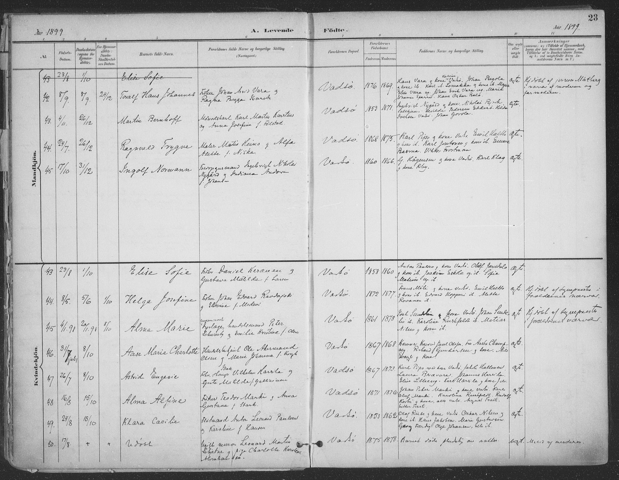 Vadsø sokneprestkontor, AV/SATØ-S-1325/H/Ha/L0007kirke: Parish register (official) no. 7, 1896-1916, p. 23