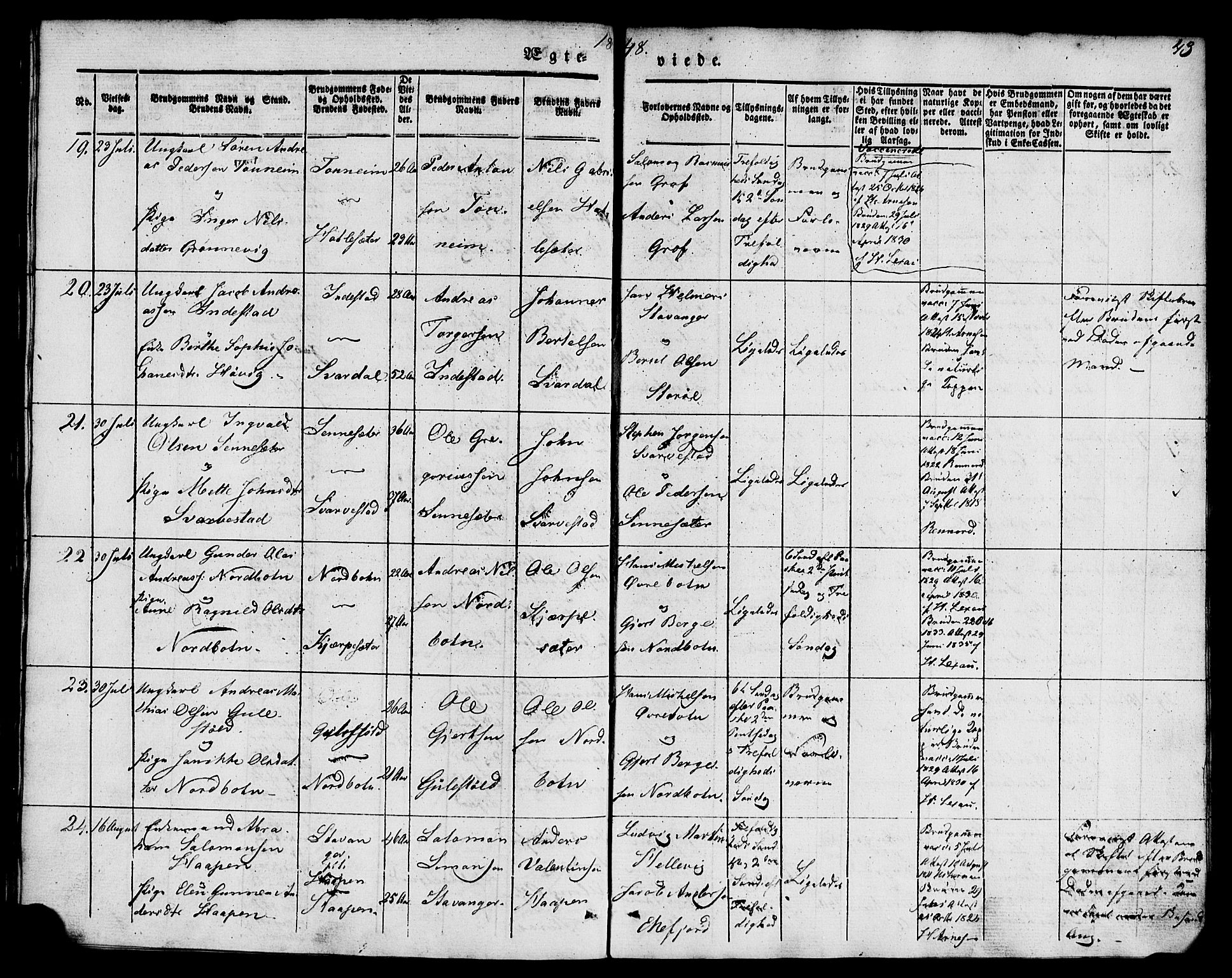 Kinn sokneprestembete, SAB/A-80801/H/Haa/Haaa/L0009: Parish register (official) no. A 9, 1841-1852, p. 43
