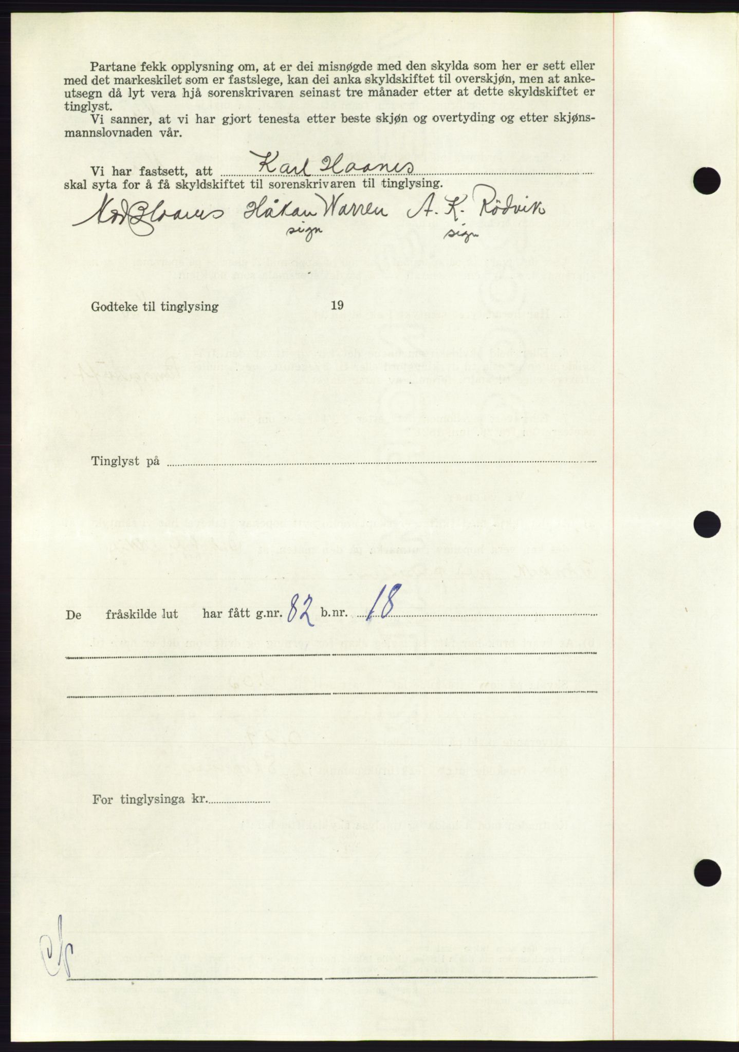 Søre Sunnmøre sorenskriveri, AV/SAT-A-4122/1/2/2C/L0092: Mortgage book no. 18A, 1952-1952, Diary no: : 1567/1952