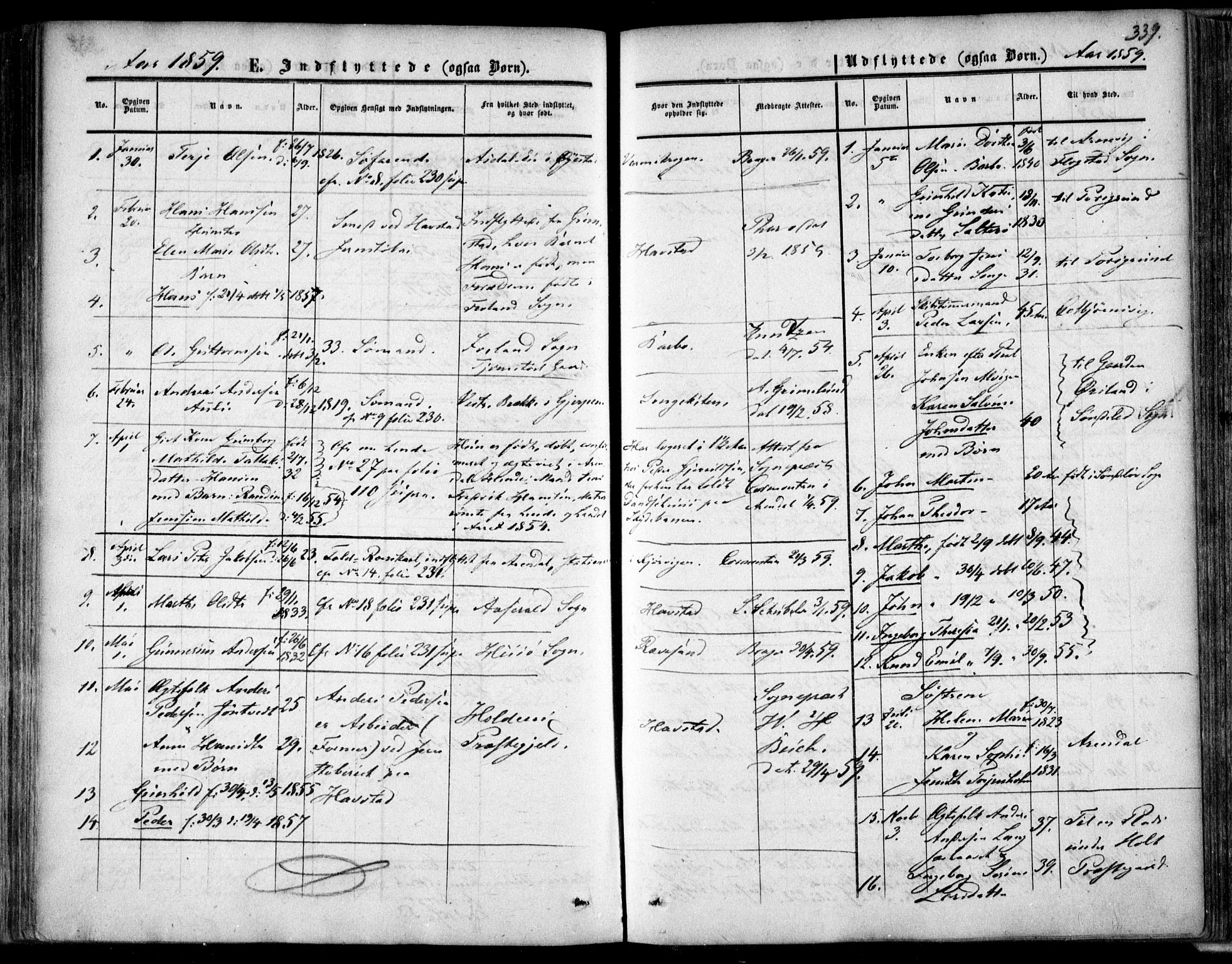 Tromøy sokneprestkontor, SAK/1111-0041/F/Fa/L0006: Parish register (official) no. A 6, 1855-1863, p. 339