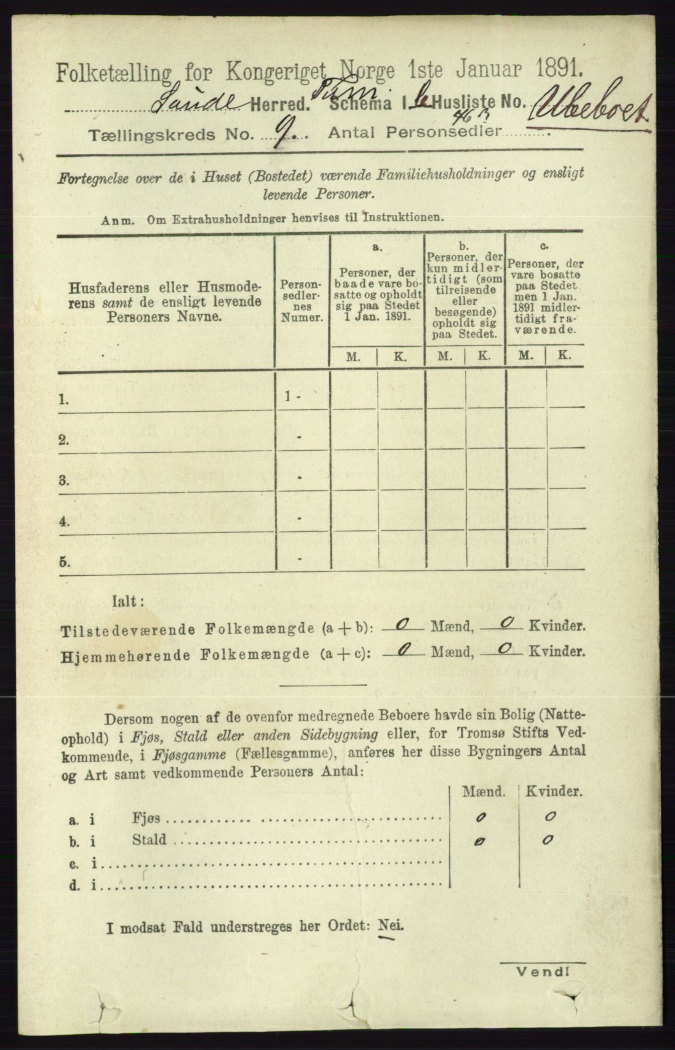 RA, 1891 census for 0822 Sauherad, 1891, p. 2707