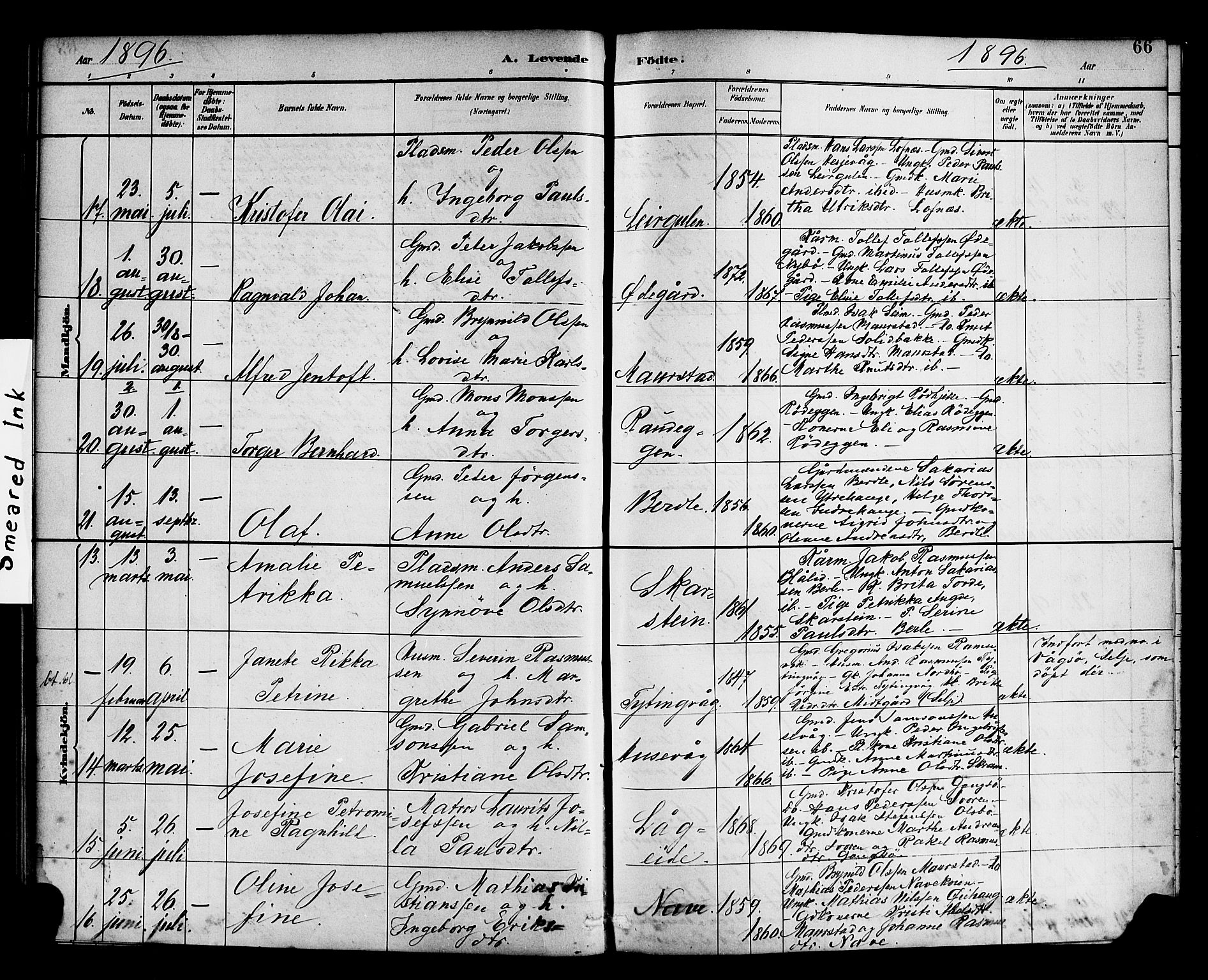 Davik sokneprestembete, AV/SAB-A-79701/H/Haa/Haad/L0001: Parish register (official) no. D 1, 1882-1900, p. 66