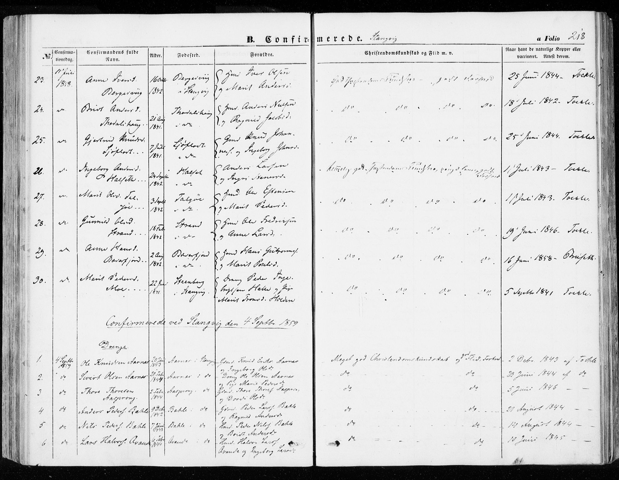 Ministerialprotokoller, klokkerbøker og fødselsregistre - Møre og Romsdal, SAT/A-1454/592/L1026: Parish register (official) no. 592A04, 1849-1867, p. 218