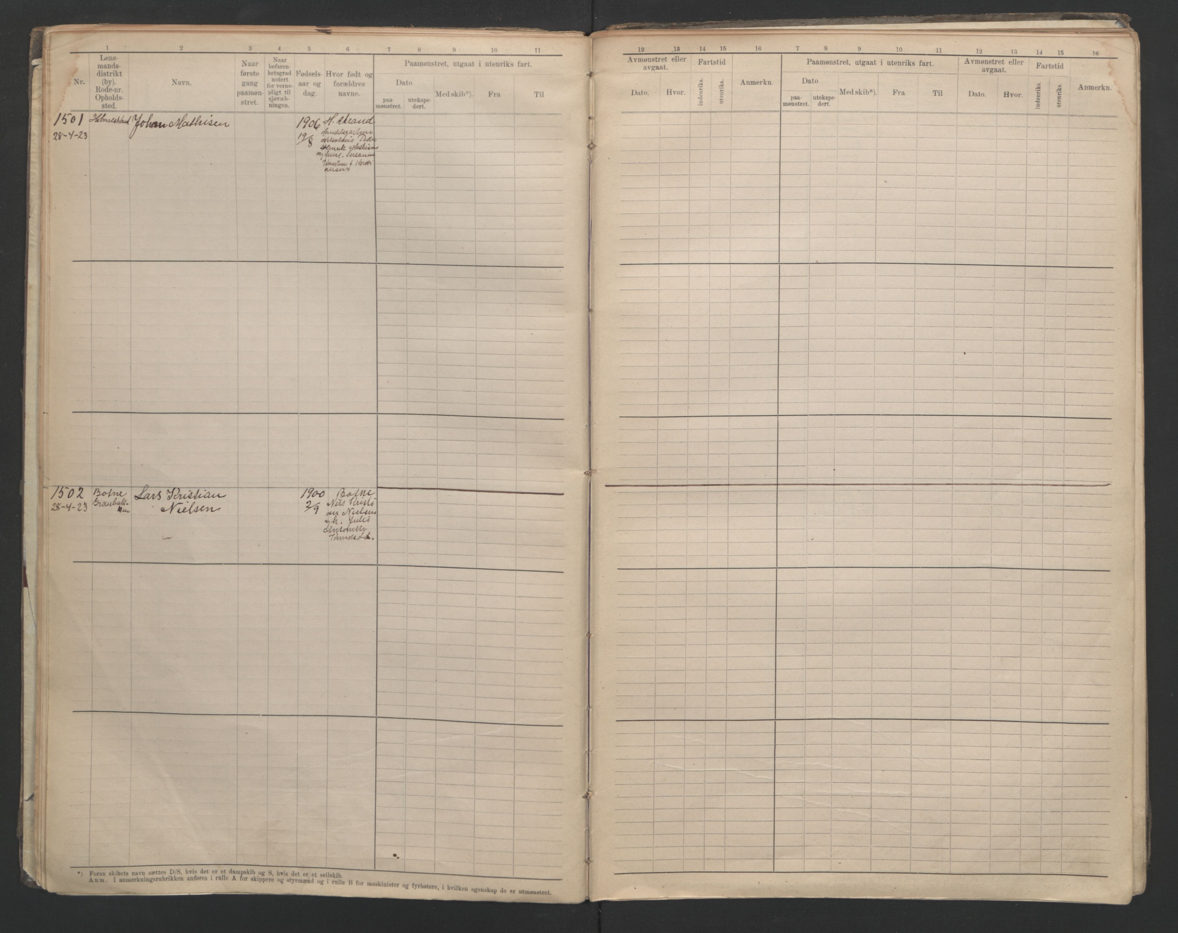 Holmestrand innrulleringskontor, AV/SAKO-A-1151/F/Fc/L0006: Hovedrulle, 1922-1929, p. 20