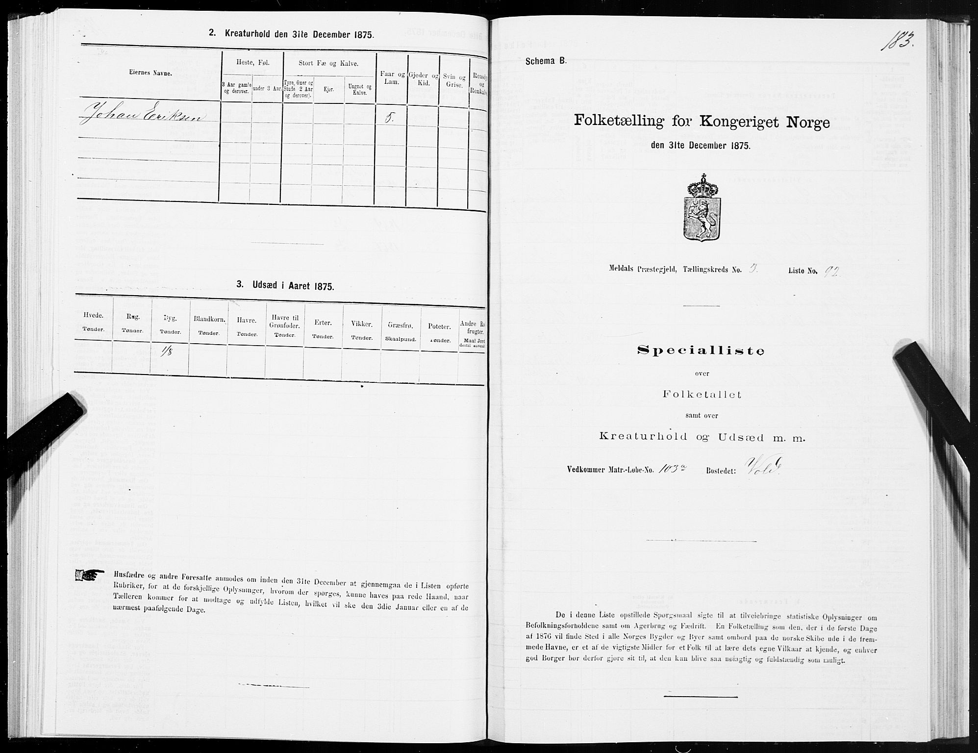 SAT, 1875 census for 1636P Meldal, 1875, p. 2183